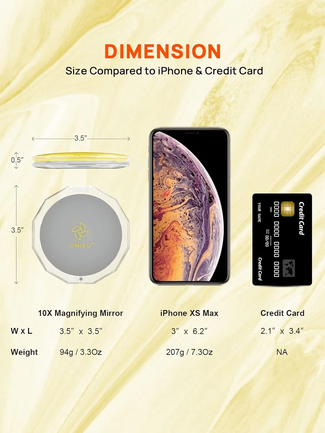 آینه جیبی جمع و جور OMIRO، آینه آرایشی تاشو کوچک با بزرگنمایی 1X/10X، اندازه 3½ اینچ (رنگ سال 2021 - خاکستری نهایی و روشن)