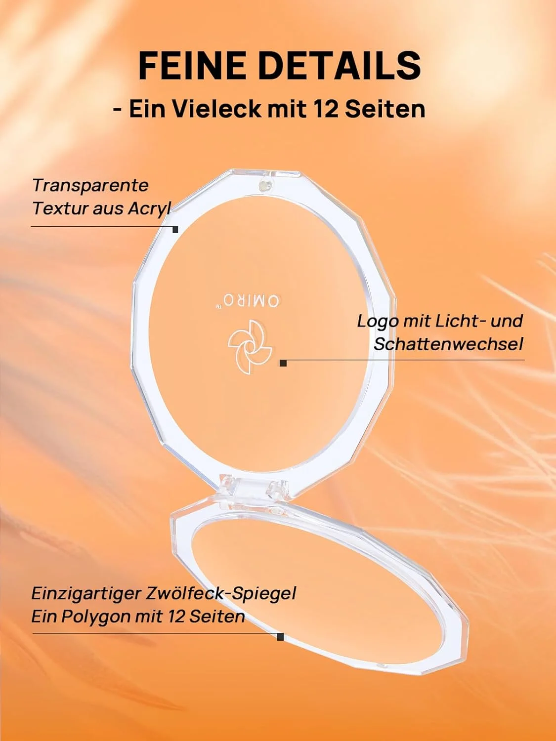 آینه جیبی OMIRO با بزرگنمایی 10 برابر، آینه آرایشی قابل حمل برای کیف دستی (رنگ سال 2024 - هلویی ملایم) آینه جیبی OMIRO با بزرگنمایی 10 برابر، آینه آرایشی قابل حمل برای کیف دستی (رنگ سال 2024 - هلویی ملایم)