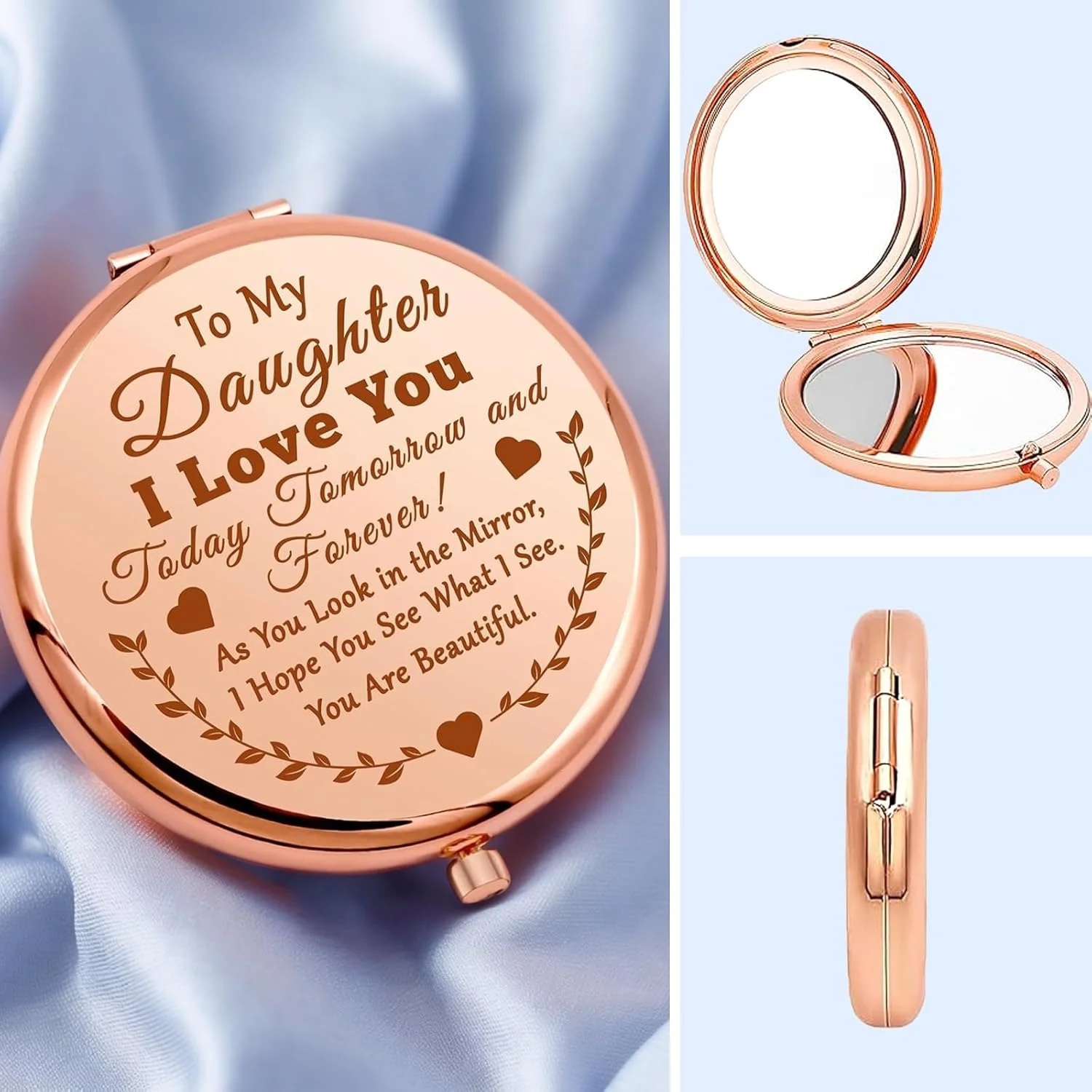 آینه جیبی کوچک قابل حمل نوجونوج، آینه کوچک برای آرایش، آینه تاشو با بزرگنمایی 1x/2x، آینه آرایشی برای استفاده روزمره، کار و مسافرت