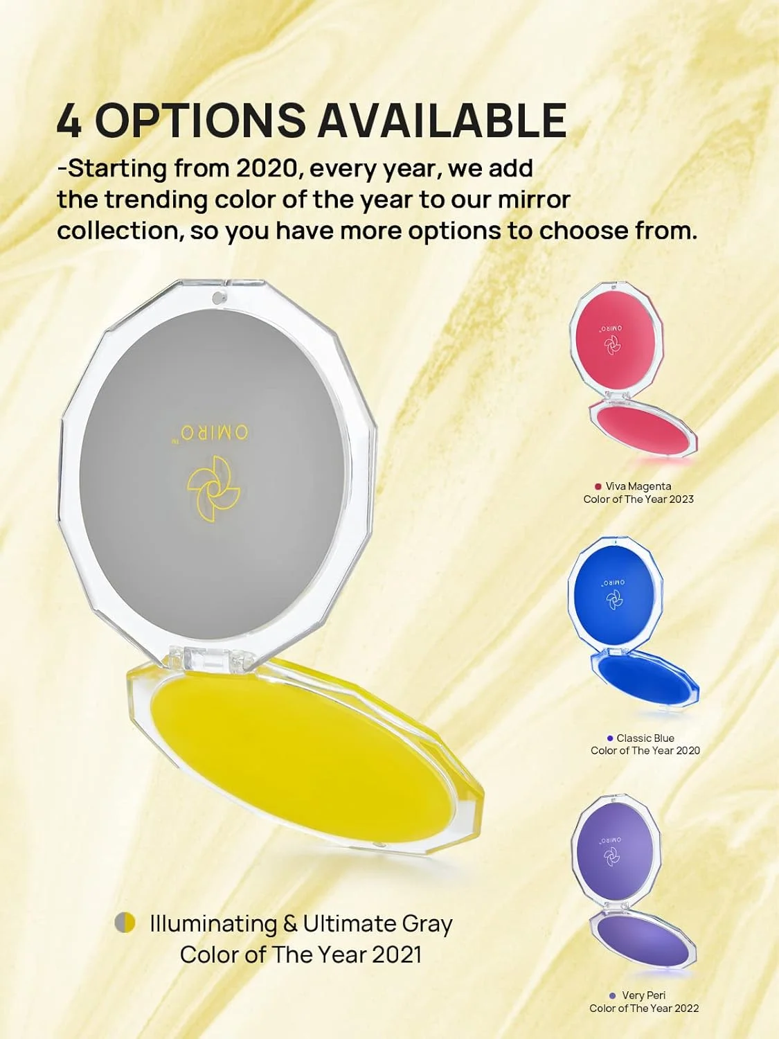 آینه جیبی جمع و جور OMIRO، آینه آرایشی تاشو کوچک با بزرگنمایی 1X/10X، اندازه 3½ اینچ (رنگ سال 2021 - خاکستری نهایی و روشن)