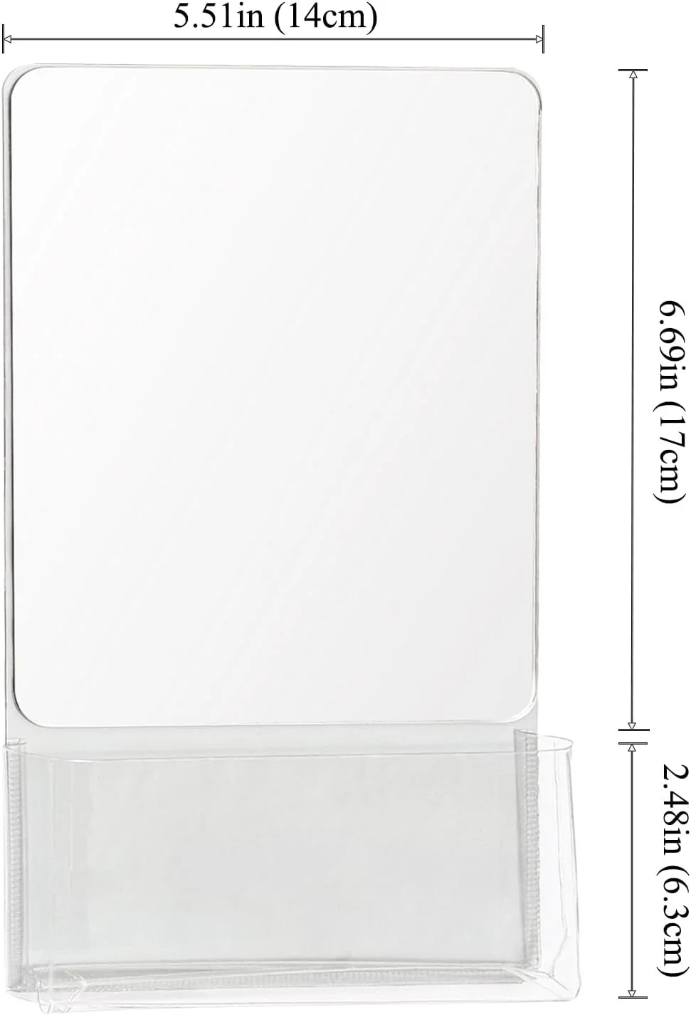 آینه مغناطیسی قوی Neehows برای کمد، 24x14 سانتی متر، بازتاب فوق العاده شفاف، آینه شیشه ای واقعی کوچک با پشت کاملا مغناطیسی و جیب ذخیره سازی برای کمد مدرسه، یخچال، کابینت اداری - خاکستری