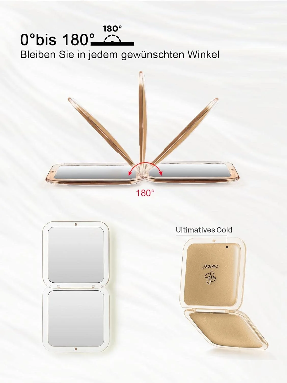 آینه جیبی فشرده OMIRO با بزرگنمایی 10 برابر، آینه مسافرتی کوچک برای کیف دستی، مربع 3.5 اینچی (طلایی) آینه جیبی فشرده OMIRO با بزرگنمایی 10 برابر، آینه مسافرتی کوچک برای کیف دستی، مربع 3.5 اینچی (طلایی)