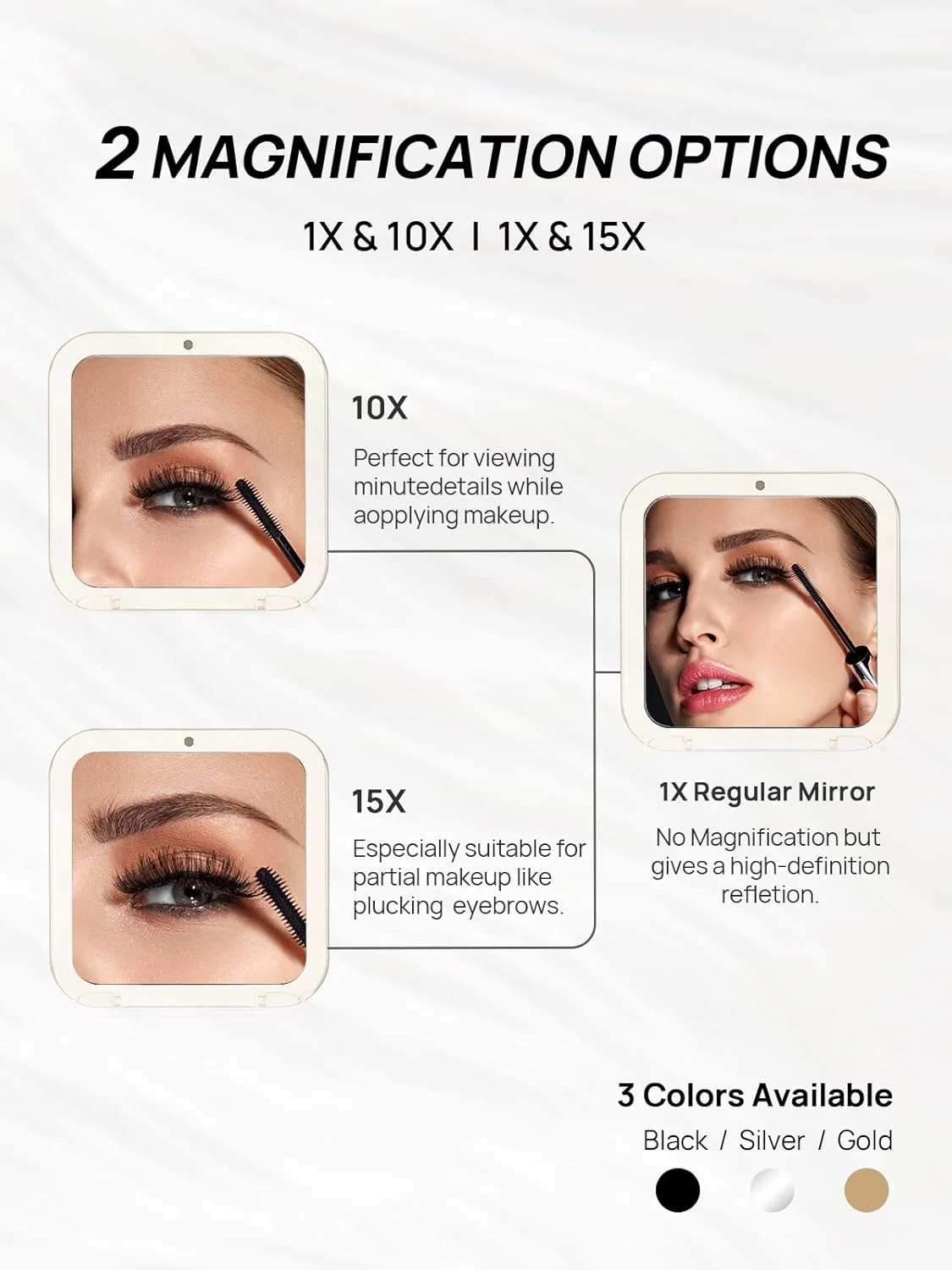 آینه جیبی فشرده OMIRO با بزرگنمایی 10 برابر، آینه مسافرتی کوچک برای کیف دستی، مربع 3.5 اینچی (طلایی) آینه جیبی فشرده OMIRO با بزرگنمایی 10 برابر، آینه مسافرتی کوچک برای کیف دستی، مربع 3.5 اینچی (طلایی)