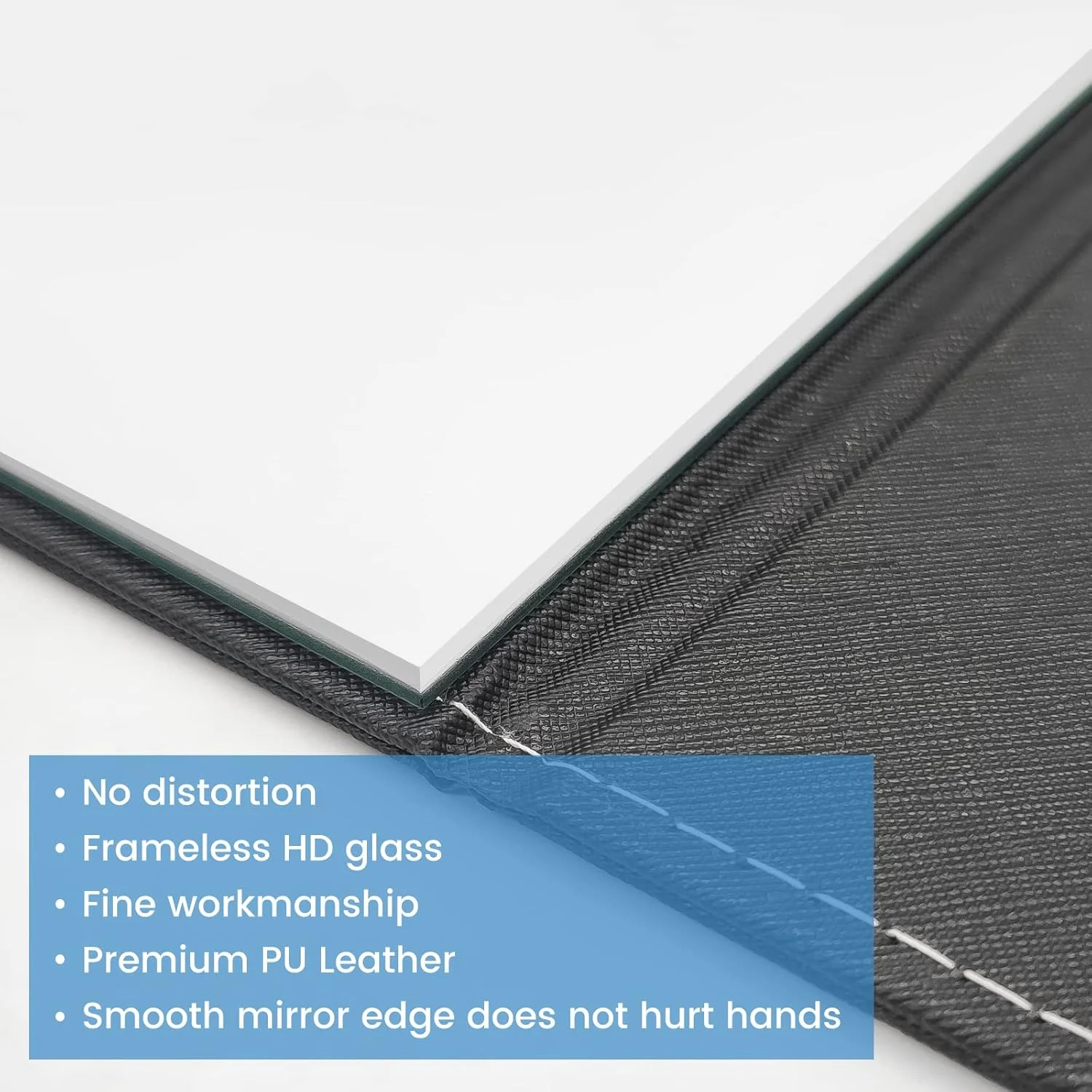 آینه تاشو قابل حمل OWLKELA، 16x12 سانتی متر، آینه آرایشی فشرده فوق العاده HD، آینه مسافرتی چرمی PU مشکی، آینه های رومیزی ایستاده، آینه تاشو رومیزی