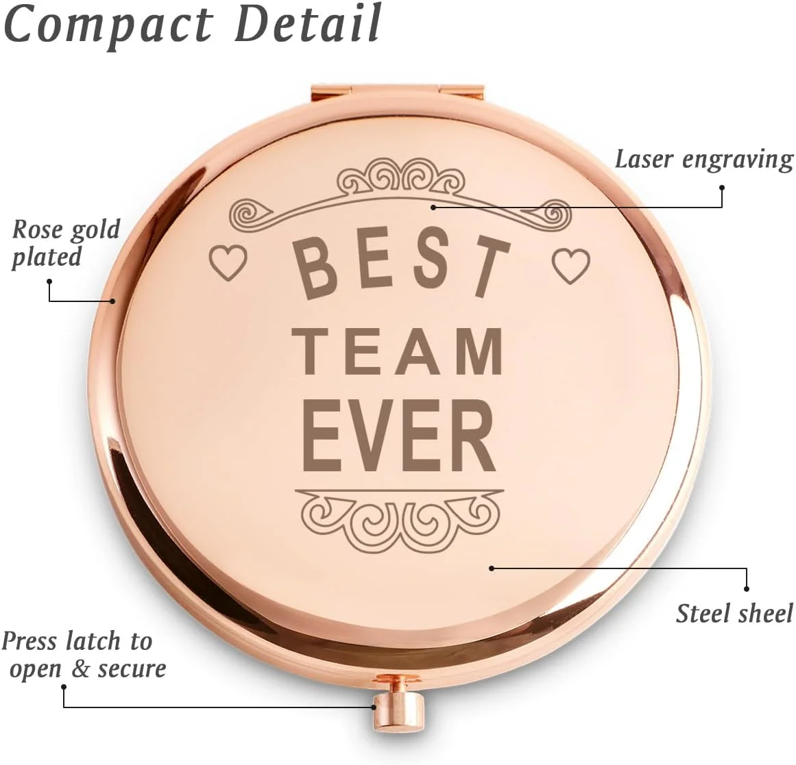 هدایای تیمی شخصی سازی شده برای کارمندان، هدایای قدردانی برای کارمندان، هدایای تولد روز مادر برای همکار، رئیس، بانوان - آینه جیبی حکاکی شده