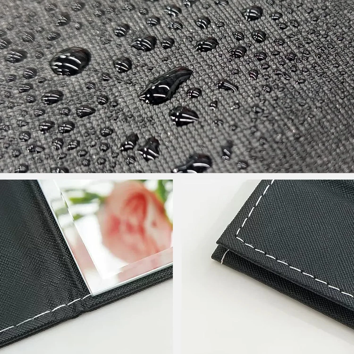 آینه تاشو قابل حمل OWLKELA، 16x12 سانتی متر، آینه آرایشی فشرده فوق العاده HD، آینه مسافرتی چرمی PU مشکی، آینه های رومیزی ایستاده، آینه تاشو رومیزی