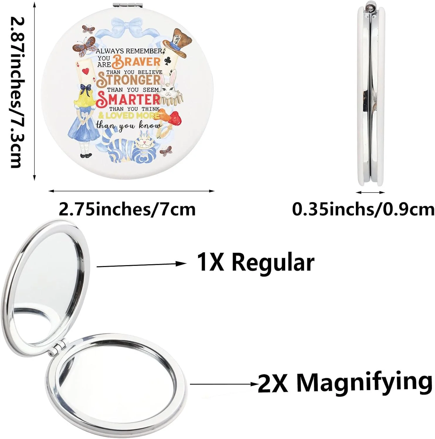 آینه جیبی سیرا آلیس در سرزمین عجایب، آینه جمع و جور، هدیه های آلیس پری، گربه چشایر، آینه آرایشی، آینه تاشو سرزمین عجایب (گربه خرگوشی)