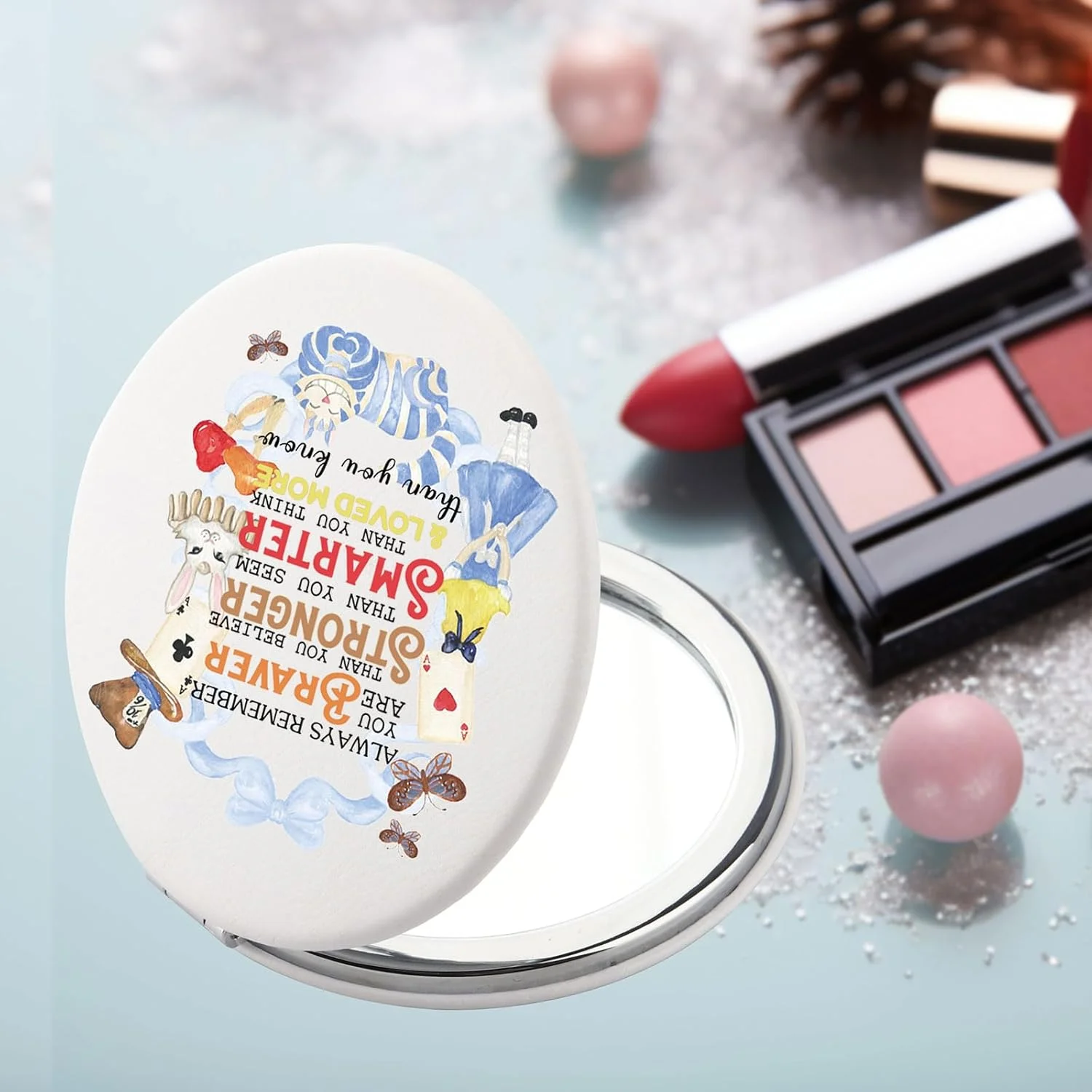 آینه جیبی سیرا آلیس در سرزمین عجایب، آینه جمع و جور، هدیه های آلیس پری، گربه چشایر، آینه آرایشی، آینه تاشو سرزمین عجایب (گربه خرگوشی)