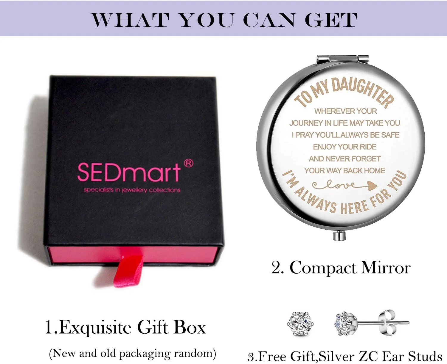 آینه آرایشی سفری sedmart، هدیه دخترانه از طرف مادر و پدر، هدیه تولد کریسمس برای دختر بزرگسال یا دختران، هدیه مادر دختری آینه آرایشی سفری sedmart، هدیه دخترانه از طرف مادر و پدر، هدیه تولد کریسمس برای دختر بزرگسال یا دختران، هدیه مادر دختری