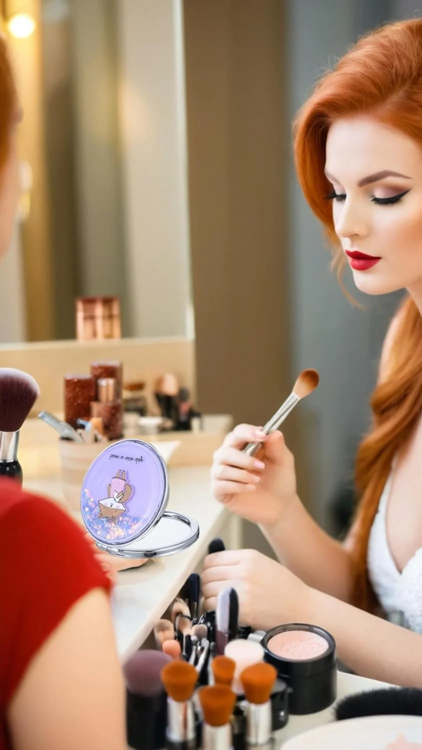 آینه آرایشی مسافرتی قابل حمل Sweet seven با تزیینات براق - آینه تاشو دو طرفه برای دختران و زنان - بزرگنمایی 1x/2x - طرح روباه بنفش آینه آرایشی مسافرتی قابل حمل Sweet seven با تزیینات براق - آینه تاشو دو طرفه برای دختران و زنان - بزرگنمایی 1x/2x - طرح روباه بنفش