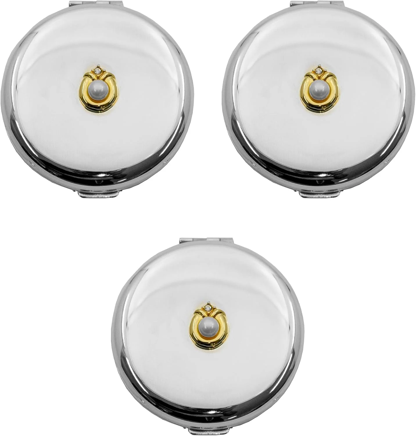 ست 3 تایی آینه های جیبی دو طرفه باریک Stephanie Imports با تزئینات (مروارید گرد) ست 3 تایی آینه های جیبی دو طرفه باریک Stephanie Imports با تزئینات (مروارید گرد)
