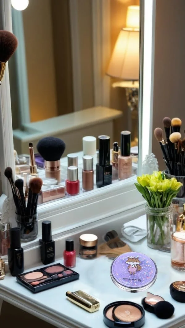 آینه آرایشی مسافرتی قابل حمل Sweet seven با تزیینات براق - آینه تاشو دو طرفه برای دختران و زنان - بزرگنمایی 1x/2x - طرح روباه بنفش آینه آرایشی مسافرتی قابل حمل Sweet seven با تزیینات براق - آینه تاشو دو طرفه برای دختران و زنان - بزرگنمایی 1x/2x - طرح روباه بنفش