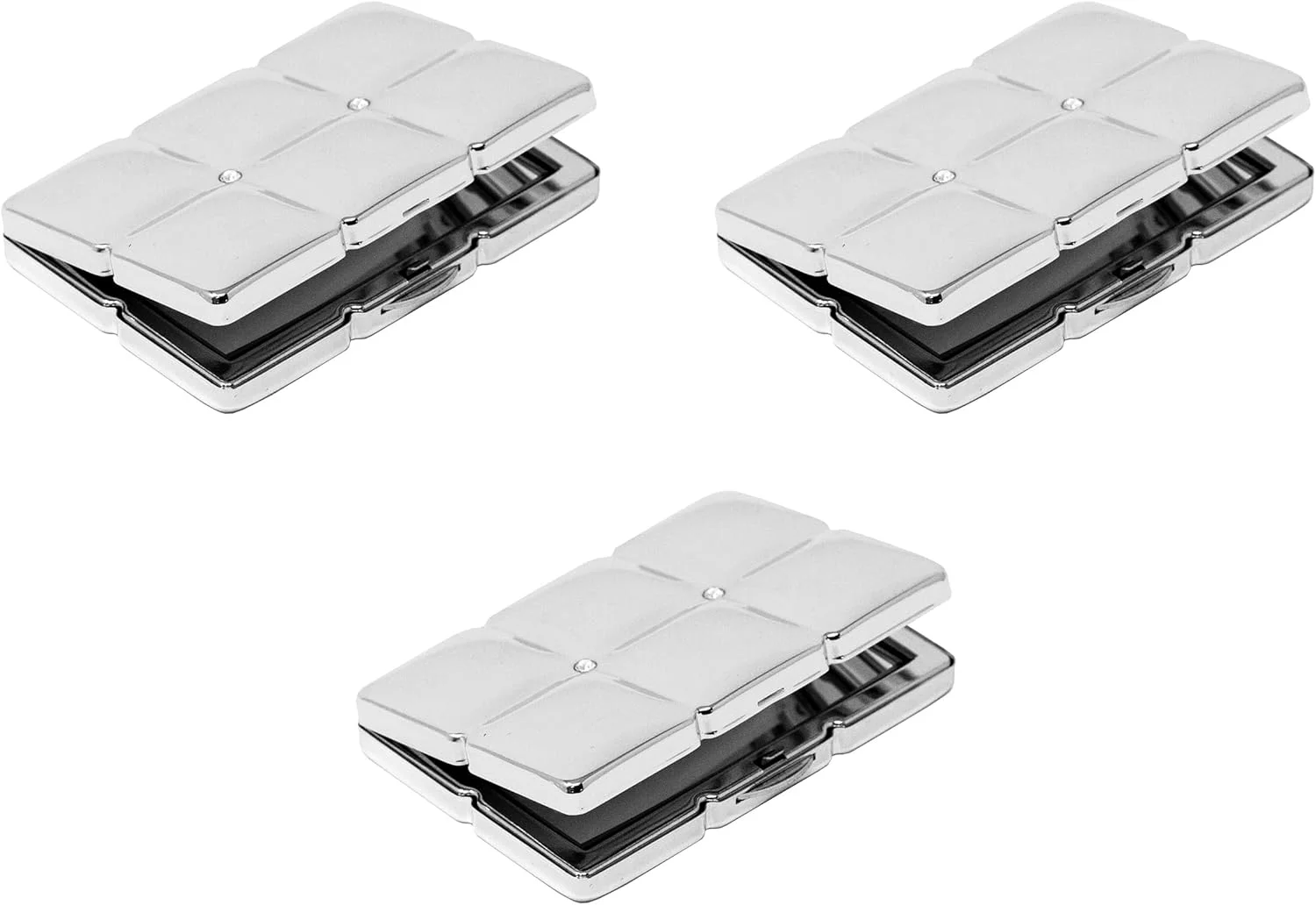 آینه آرایشی جیبی تاشو دو طرفه نگین دار نقره ای Stephanie Imports (بزرگنمایی 5 برابر + بزرگنمایی 1 برابر) آینه آرایشی جیبی تاشو دو طرفه نگین دار نقره ای Stephanie Imports (بزرگنمایی 5 برابر + بزرگنمایی 1 برابر)