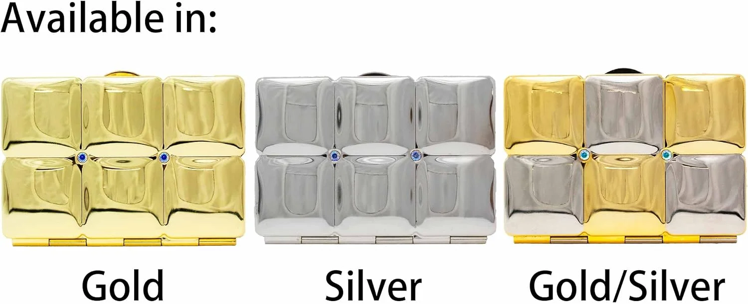 آینه آرایشی جیبی تاشو دو طرفه نگین دار نقره ای Stephanie Imports (بزرگنمایی 5 برابر + بزرگنمایی 1 برابر) آینه آرایشی جیبی تاشو دو طرفه نگین دار نقره ای Stephanie Imports (بزرگنمایی 5 برابر + بزرگنمایی 1 برابر)