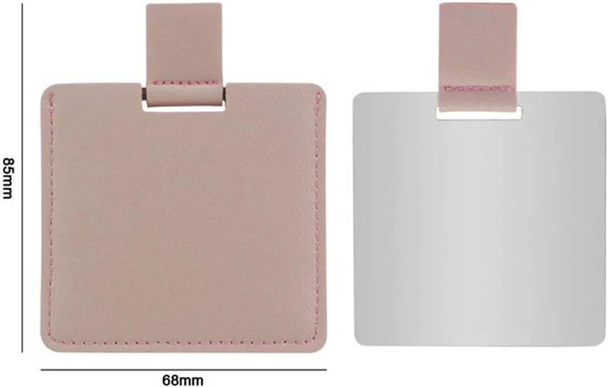 آینه جیبی استیل Teensery، دو عددی، با روکش چرمی PU (صورتی، خاکستری)