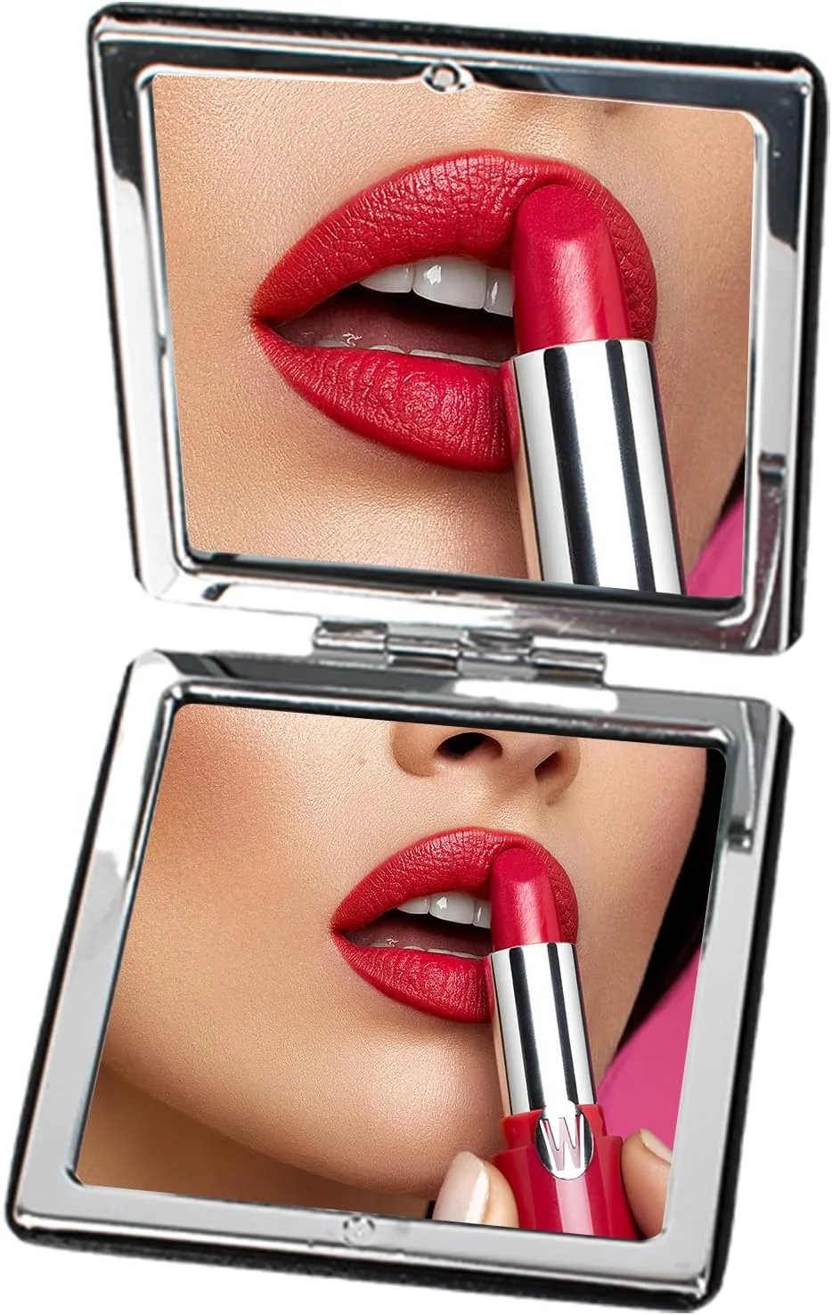 آینه جیبی کوچک Tolenre، آینه آرایشی 8 سانتی متری، آینه آرایشی مسافرتی دو طرفه، آینه مسافرتی، آینه تاشو دو طرفه قابل حمل برای کیف، جیب، مربعی (مشکی)