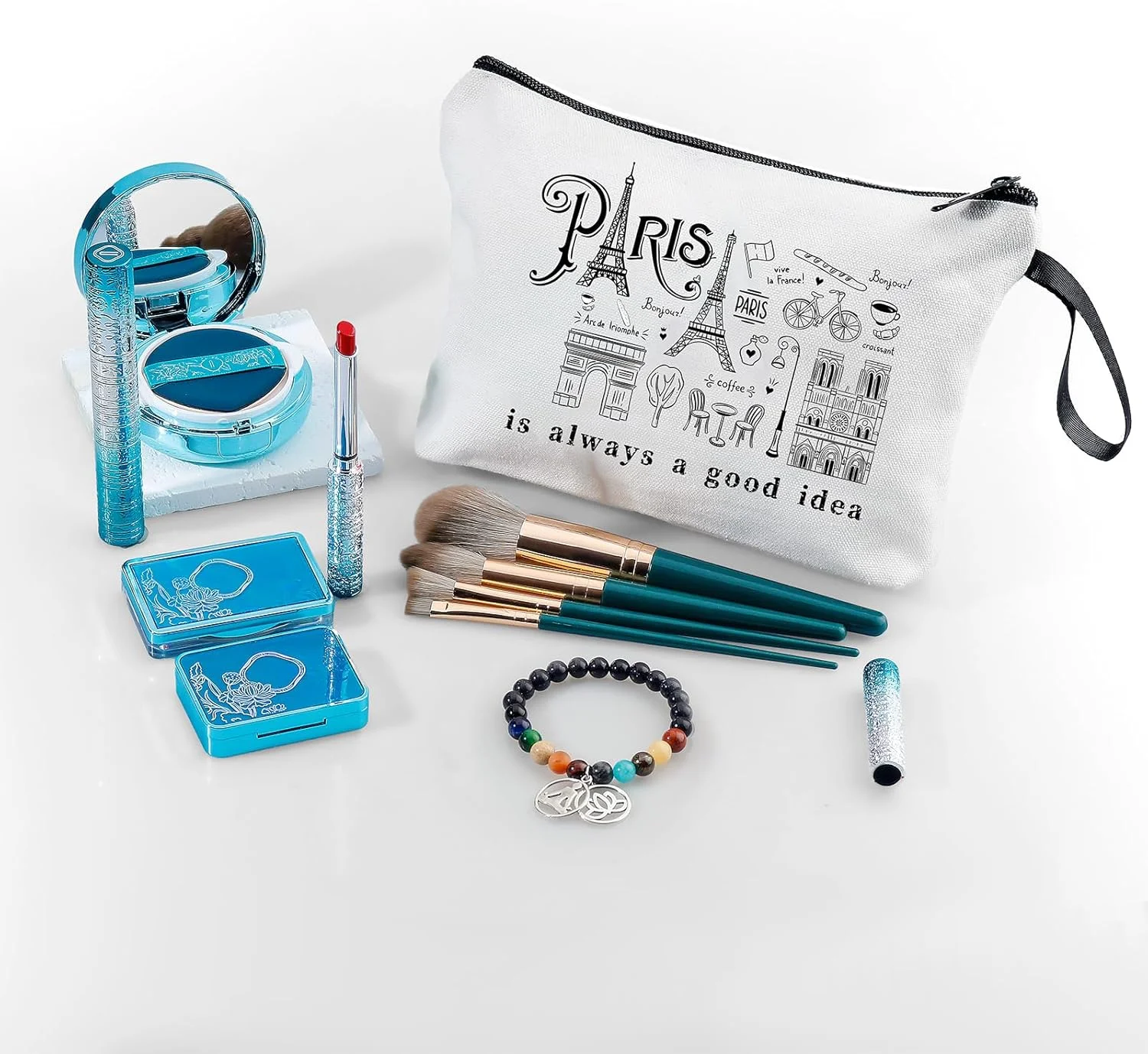 هدیه های مسافرتی، هدیه تولد برای دوستان خانم، هدیه خواهرانه، هدیه تولد خاص برای خانم ها، کیف لوازم آرایش مسافرتی و آینه جیبی، هدیه های سفر دخترانه، هدیه های پاریس، هدیه های کریسمس