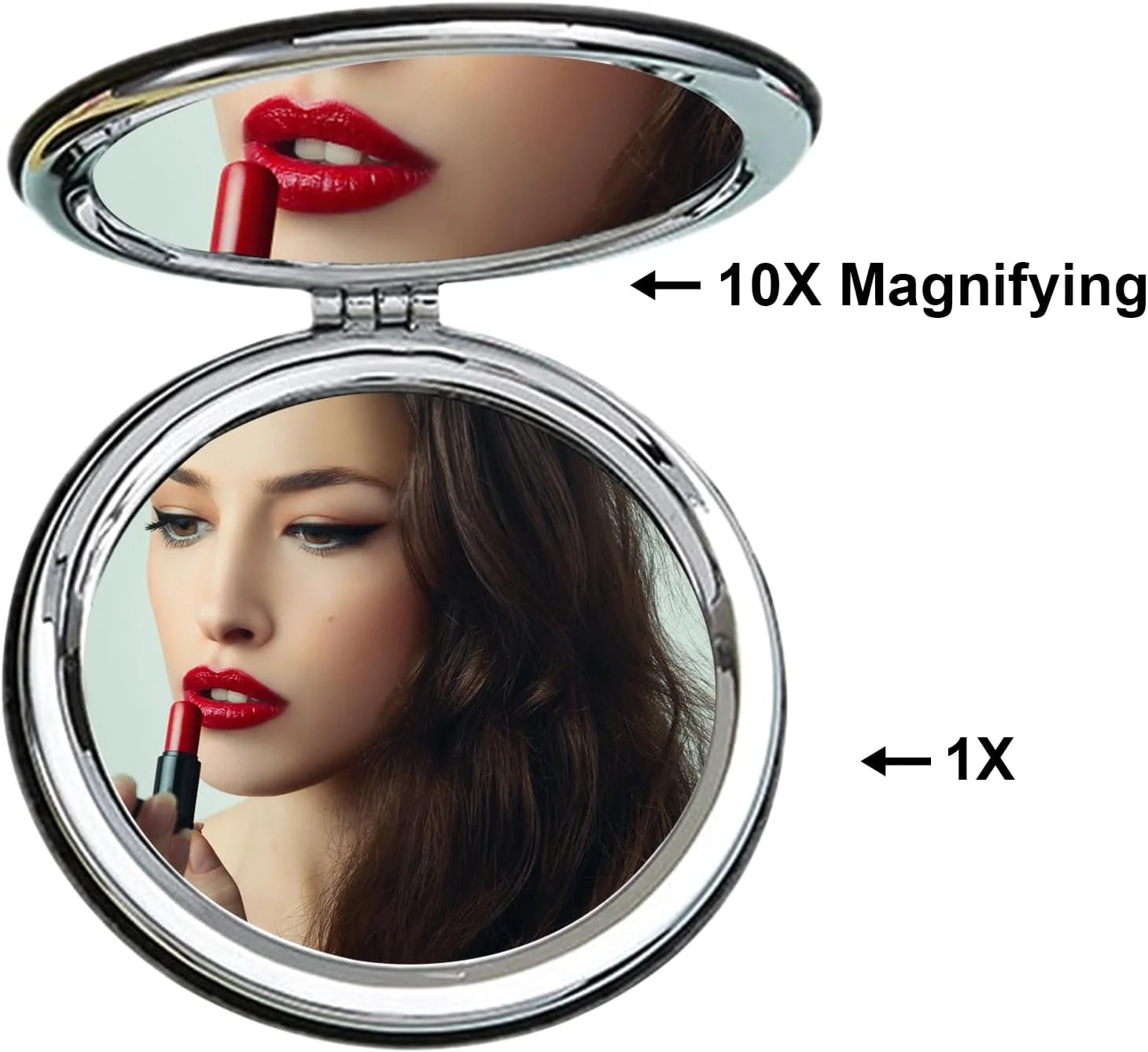 آینه جیبی کوچک Tolenre، آینه آرایشی 8 سانتی متری، آینه آرایشی مسافرتی دو طرفه، آینه مسافرتی، آینه تاشو دو طرفه قابل حمل برای کیف، جیب، مربعی (مشکی)