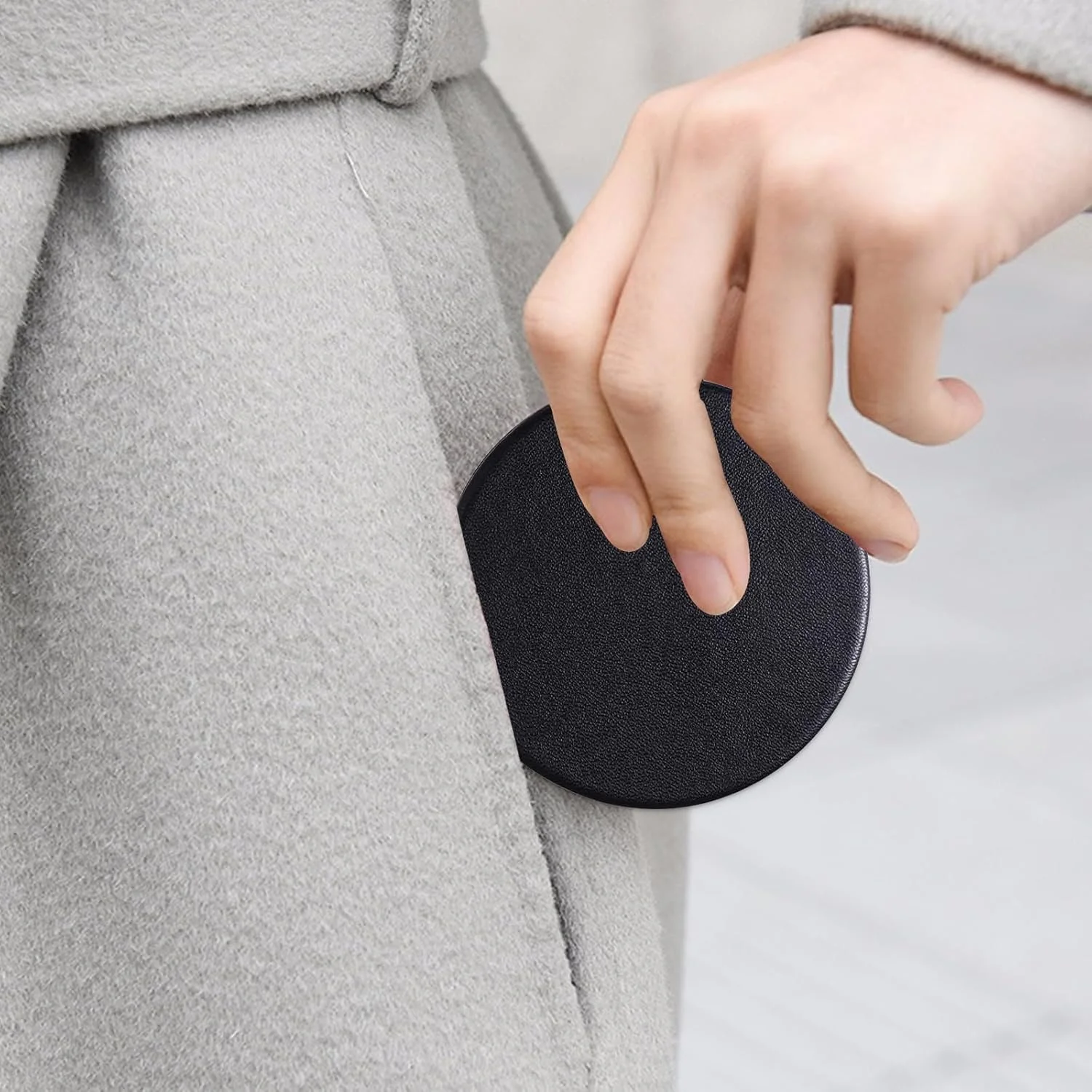 آینه جیبی کوچک Tolenre، آینه آرایشی 8 سانتی متری، آینه آرایشی مسافرتی دو طرفه، آینه مسافرتی، آینه تاشو دو طرفه قابل حمل برای کیف، جیب، مربعی (مشکی)