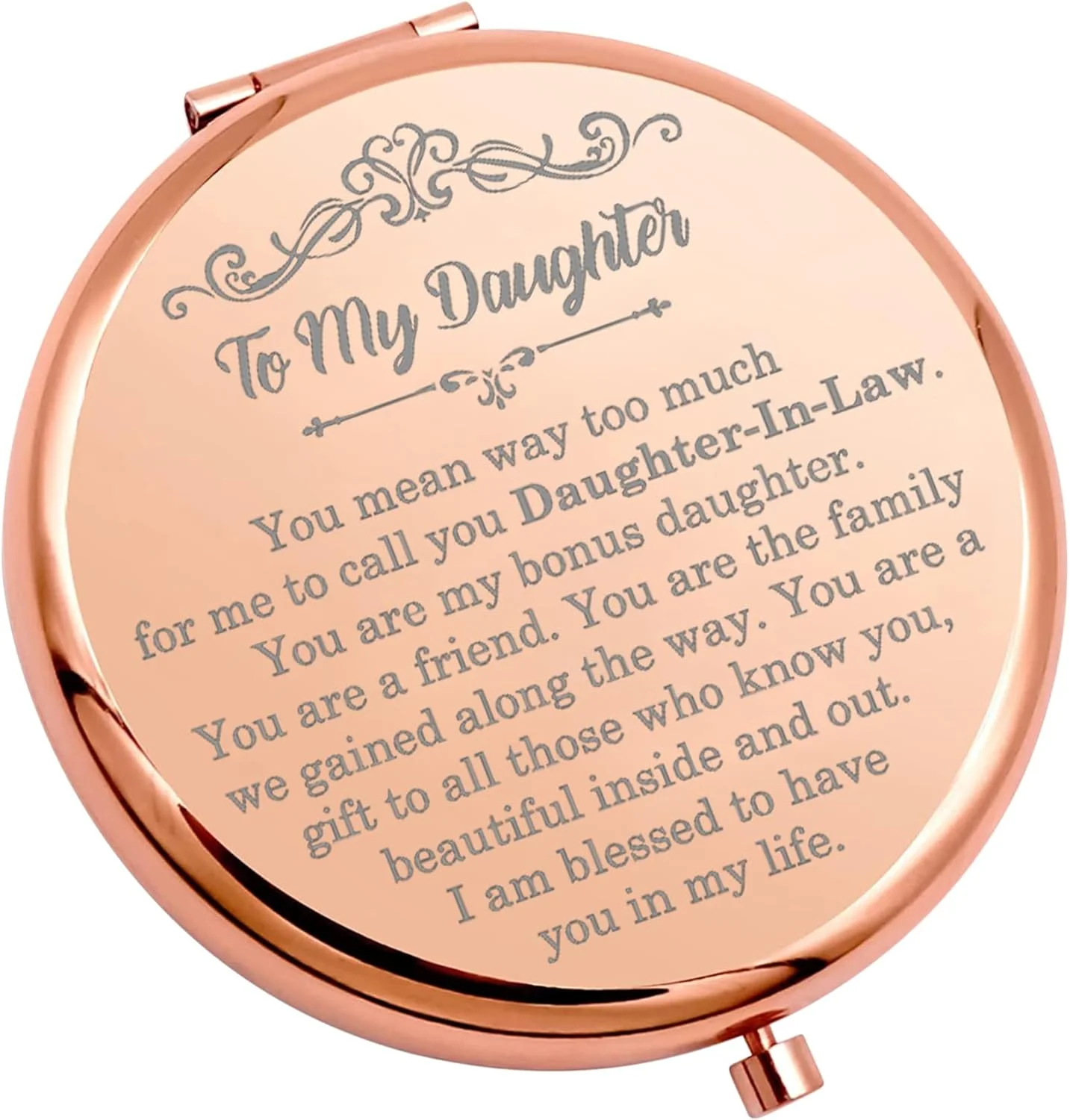 WSNANG Daughter in Law Gift Daughter in Law Compact Pocket Makeup Mirror Gift for Bridal Bonus Daughter Travel Makeup Mirror (Daughter-in-Law Mirror)