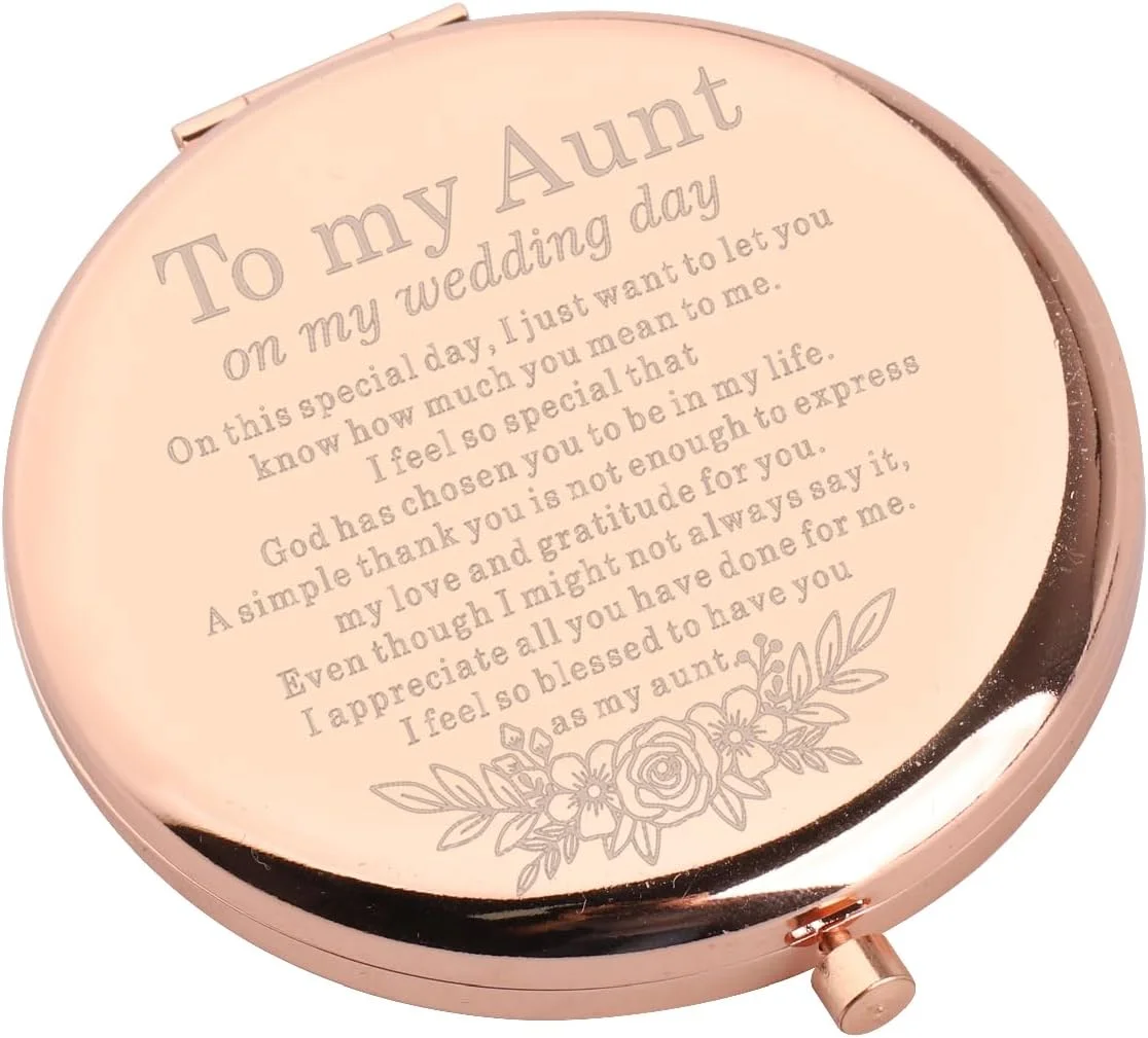 آینه آرایشی جیبی WSNANG، هدیه ای برای عمه عزیزم در روز عروسی من، هدیه ای برای تشکر از عمه عروس (آینه عمه - rg)