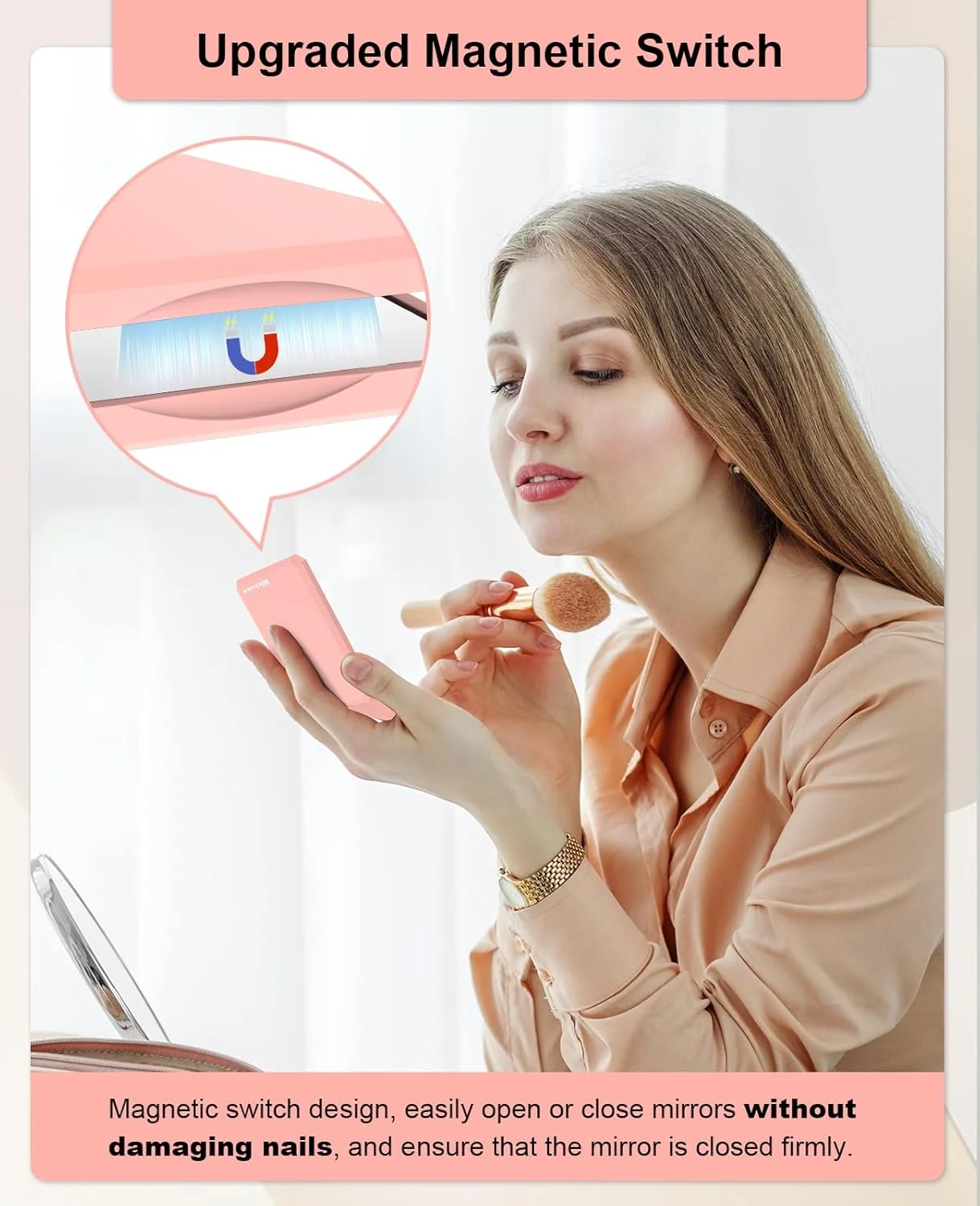 آینه جیبی کوچک و جمع و جور wobsion، آینه مسافرتی بزرگنمایی 1x/2x، آینه تاشو دو طرفه قابل حمل، آینه آرایشی کوچک برای کیف پول، جیب، هدیه، مربعی (صورتی) آینه جیبی کوچک و جمع و جور wobsion، آینه مسافرتی بزرگنمایی 1x/2x، آینه تاشو دو طرفه قابل حمل، آینه آرایشی کوچک برای کیف پول، جیب، هدیه، مربعی (صورتی)