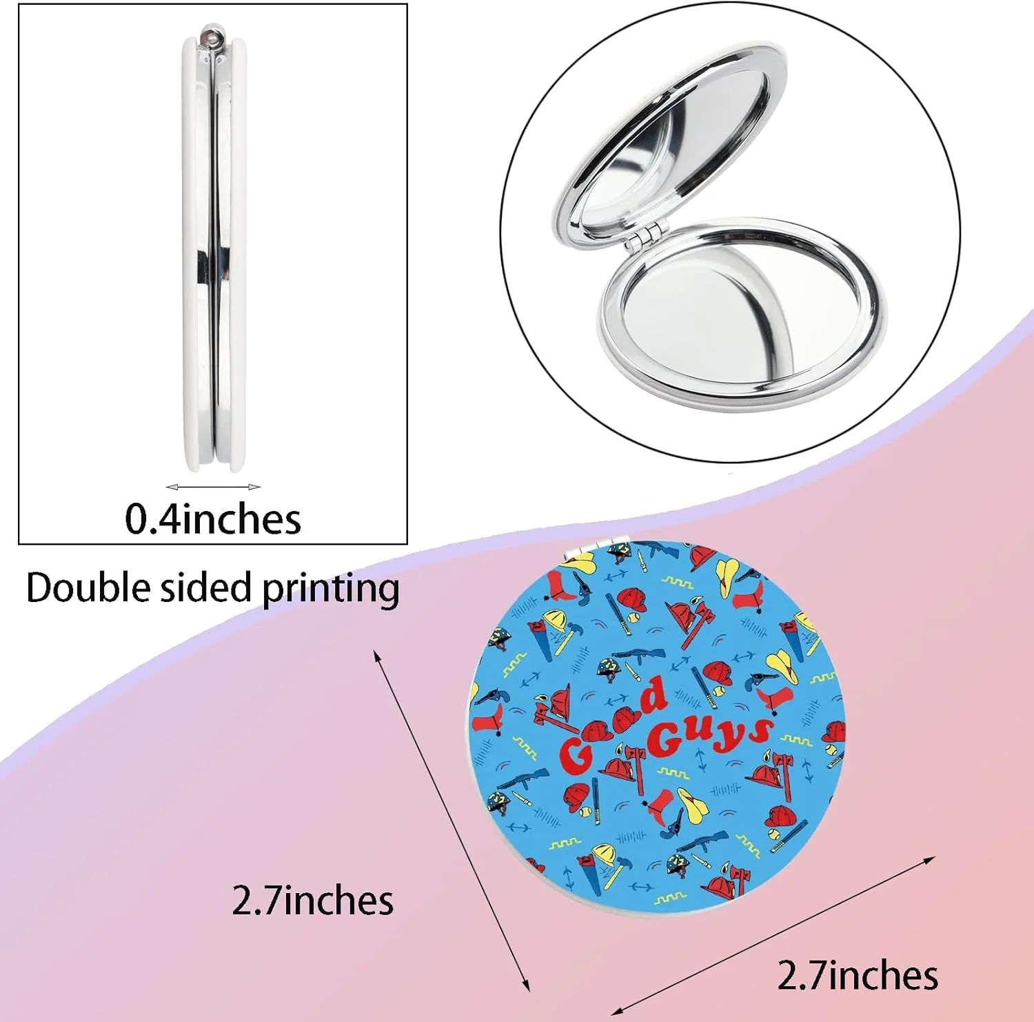 WSNANG Chucky Horrible Movie Makeup Compact Mirror Good Guys Pocket Mirror Chucky Fans Gift Horror Movie Lover Makeup Mirror (Good Guys Mirror-T) WSNANG Chucky Horrible Movie Makeup Compact Mirror Good Guys Pocket Mirror Chucky Fans Gift Horror Movie Lover Makeup Mirror (Good Guys Mirror-T)