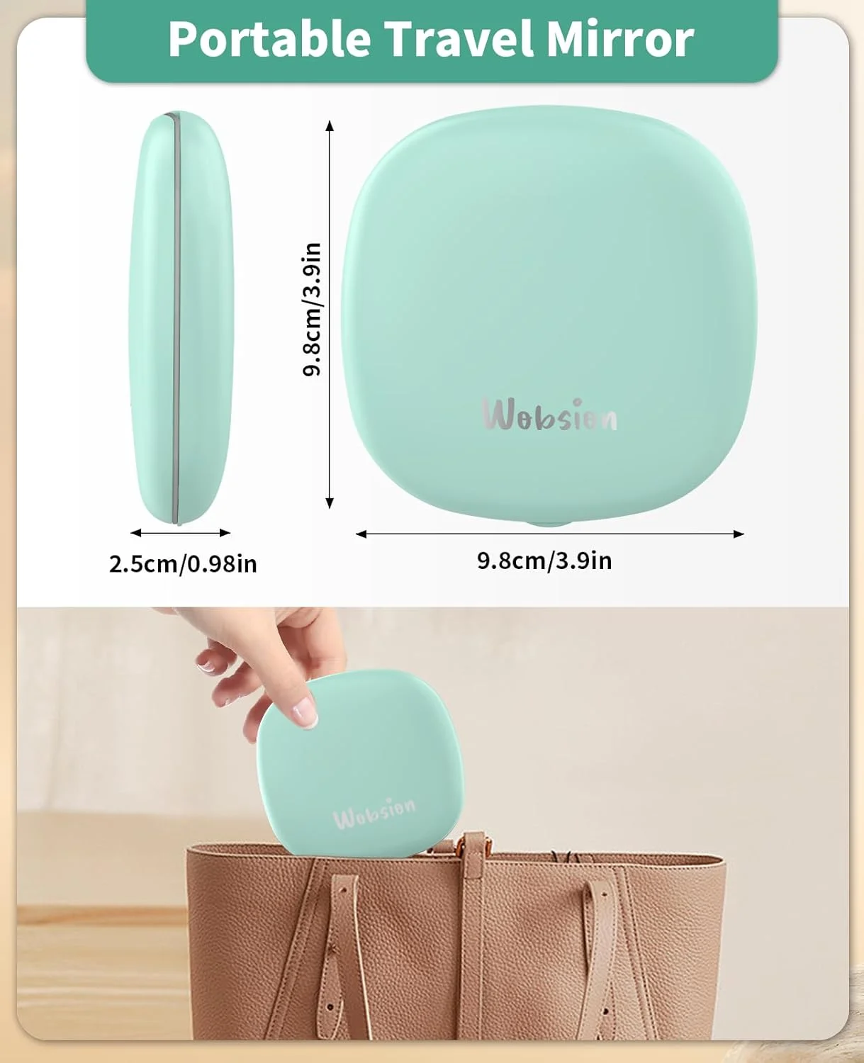 آینه مسافرتی چراغ دار Wobsion، آینه بزرگنمایی جمع و جور 1X/10X قابل شارژ، آینه جیبی دیمر دار، آینه دو طرفه دستی با چراغ، اندازه مسافرتی 4 اینچی برای کیف دستی، کیف، هدیه، آبی فیروزه ای آینه مسافرتی چراغ دار Wobsion، آینه بزرگنمایی جمع و جور 1X/10X قابل شارژ، آینه جیبی دیمر دار، آینه دو طرفه دستی با چراغ، اندازه مسافرتی 4 اینچی برای کیف دستی، کیف، هدیه، آبی فیروزه ای