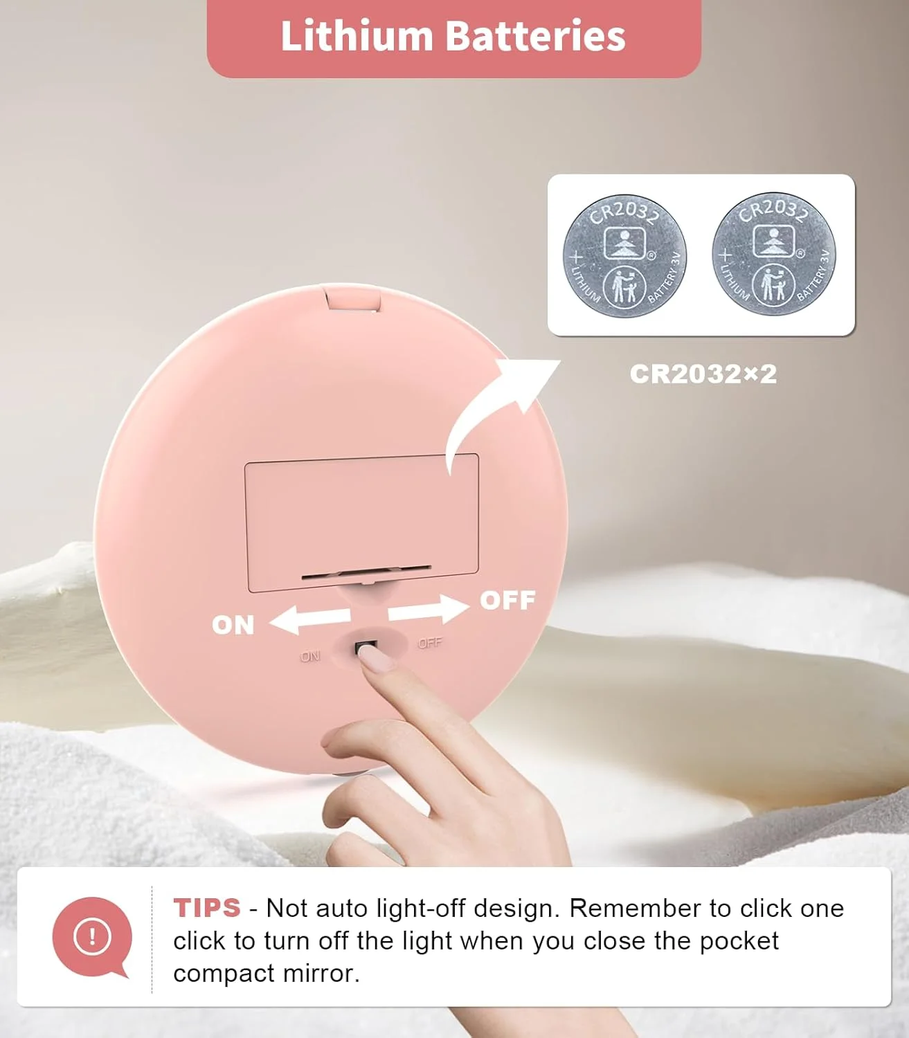 آینه آرایشی فشرده Wobsion با نور، آینه مسافرتی با بزرگنمایی 1x/10x، آینه دستی دو طرفه، آینه فشرده برای کیف پول، آینه جیبی کوچک 3.5 اینچی برای کیف دستی، کیف پول، جیب، گرد، صورتی