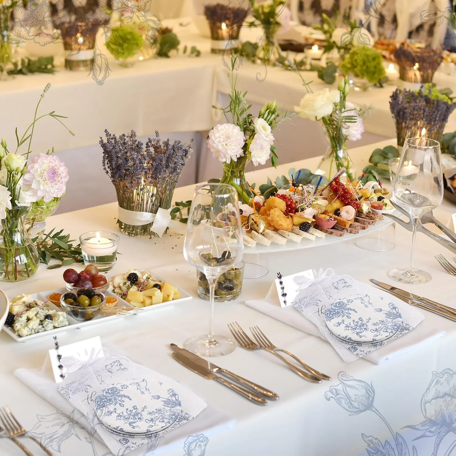 یالیکوپ 24 ست هدیه یادبود جشن عروسی "یه چیزی آبی" برای مهمان، آینه آرایشی تاشو چرمی فشرده با طرح گل، کارت تشکر عمده با کیسه های ارگانزا برای هدیه یادگاری ساقدوش عروس جشن عروسی