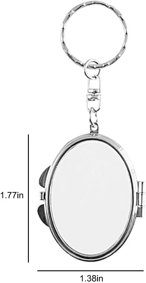 ZUYYON 6 Pcs Sublimation Blank Pocket Makeup Mirror Keychains Double Sided Blank Compact Mirror Cosmetic Mirror Key Chain