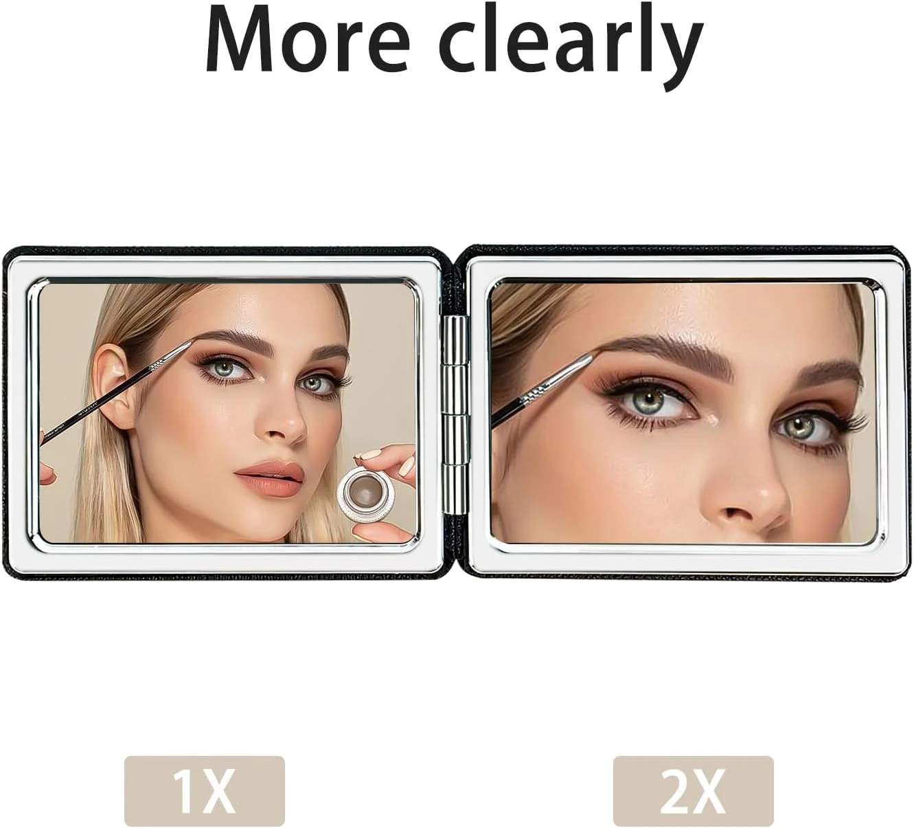 آینه آرایشی جیبی دو طرفه YOLCAR با روکش چرمی، بزرگنمایی 1X/2X، مناسب برای سفر و کیف دستی - مشکی آینه آرایشی جیبی دو طرفه YOLCAR با روکش چرمی، بزرگنمایی 1X/2X، مناسب برای سفر و کیف دستی - مشکی