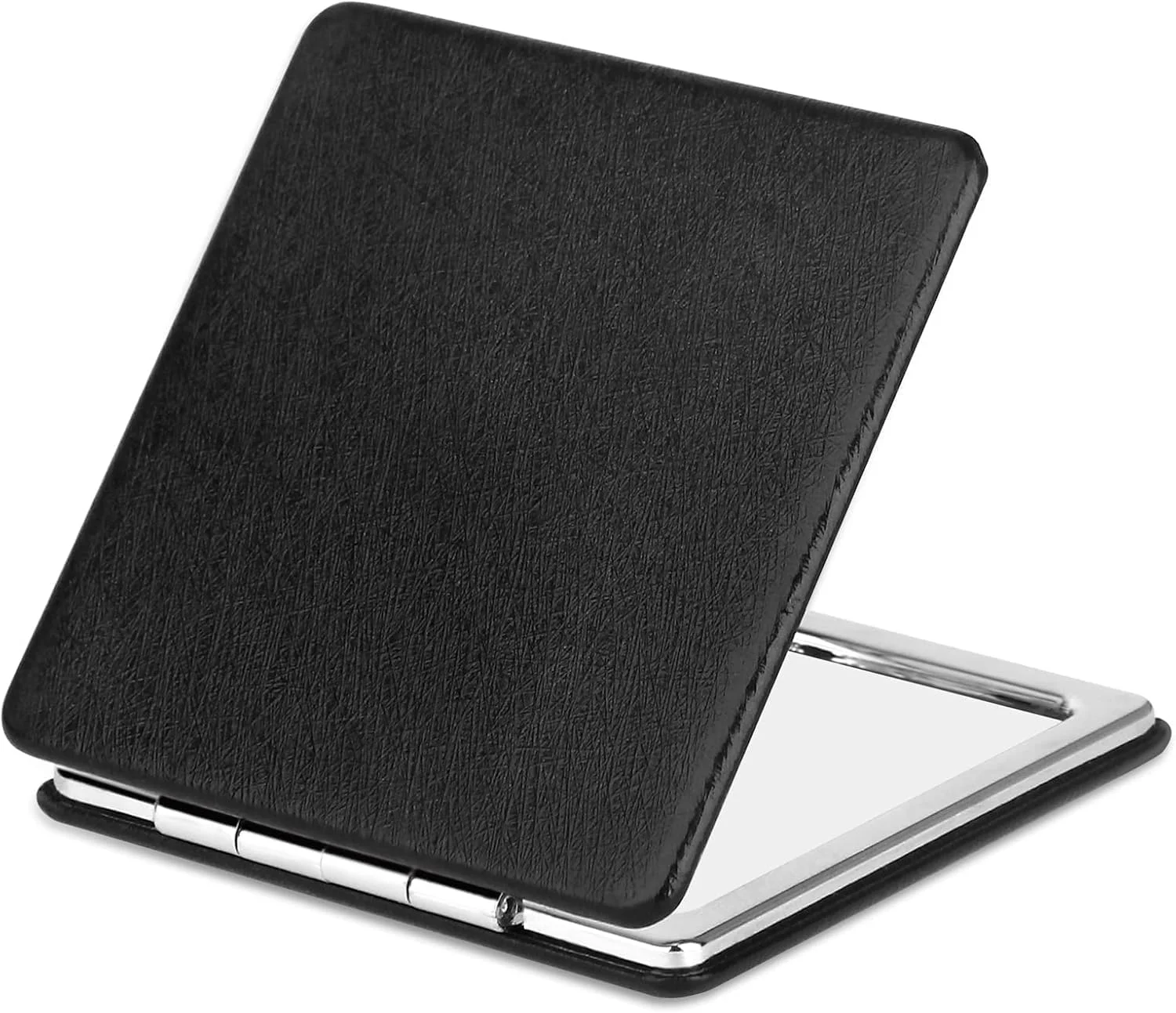 آینه آرایشی جمع و جور YTLX برای کیف دستی، آینه تاشو بزرگنمایی 1x/2x، آینه مسافرتی قابل حمل برای زیبایی، آینه سیاه و شیک برای مردان و زنان