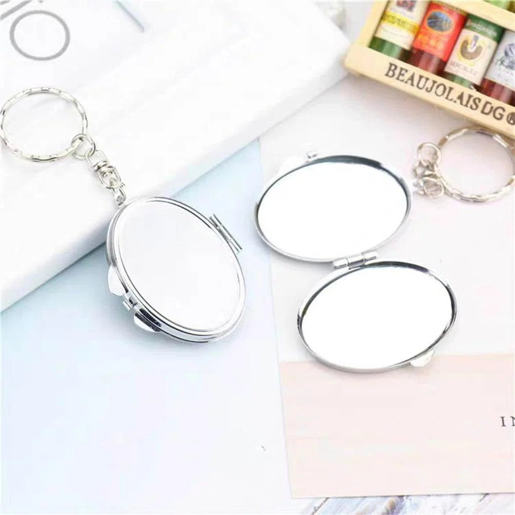 ZUYYON 6 Pcs Sublimation Blank Pocket Makeup Mirror Keychains Double Sided Blank Compact Mirror Cosmetic Mirror Key Chain