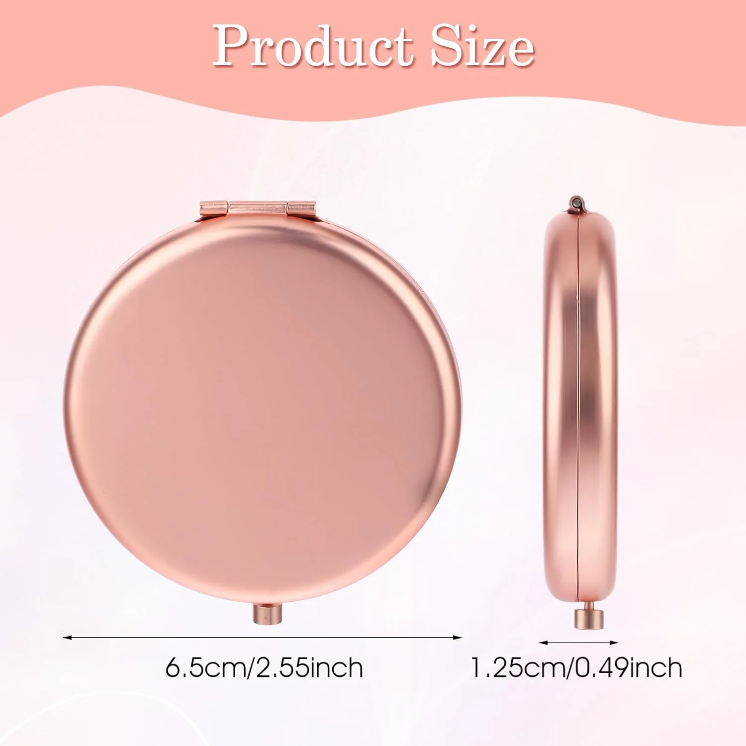 آینه جیبی تاشو YUXIANLB با بزرگنمایی، آینه کوچک جیبی، آینه کوچک مینی، آینه دستی، آینه کوچک جمع و جور، آینه کوچک برای کیف دستی (گرد، رزگلد)