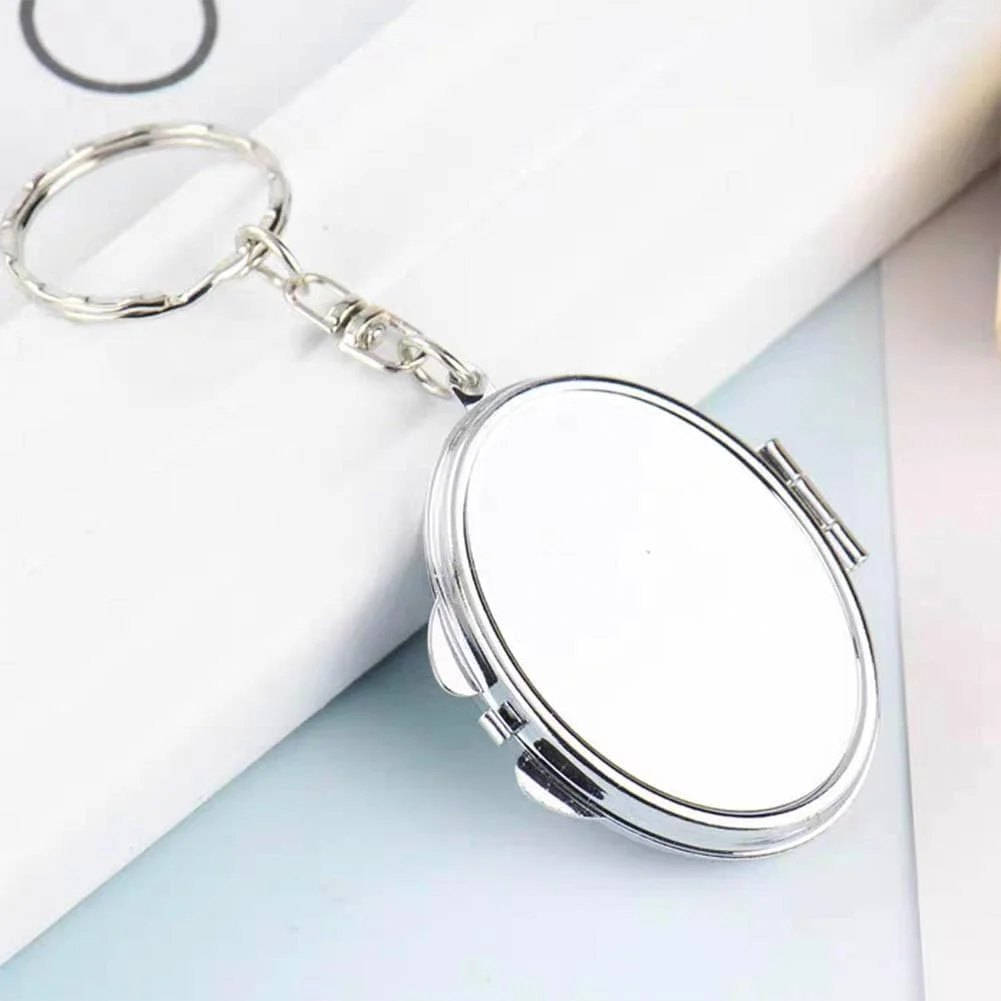 ZUYYON 6 Pcs Sublimation Blank Pocket Makeup Mirror Keychains Double Sided Blank Compact Mirror Cosmetic Mirror Key Chain