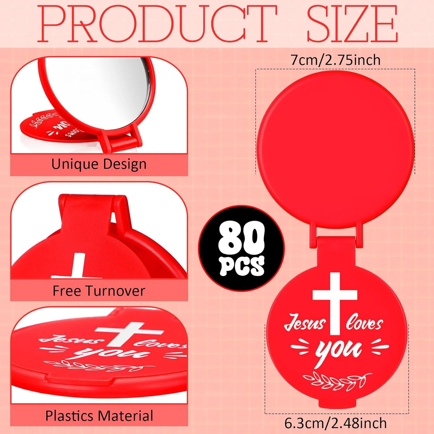 آینه جیبی 80 عددی یرلیکر، آینه آرایشی گرد، آینه شیشه ای قابل حمل، آینه آرایشی مسافرتی کوچک، آینه تاشو مینی برای زنان، همکاران، دوستان، هدیه مسافرتی کریسمس (عیسی تو را دوست دارد) آینه جیبی 80 عددی یرلیکر، آینه آرایشی گرد، آینه شیشه ای قابل حمل، آینه آرایشی مسافرتی کوچک، آینه تاشو مینی برای زنان، همکاران، دوستان، هدیه مسافرتی کریسمس (عیسی تو را دوست دارد)