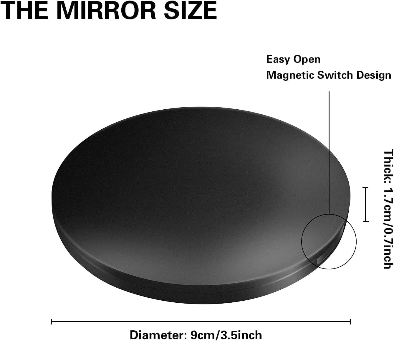 آینه آرایشی فشرده YHRY با نور LED، آینه بزرگنمایی 1X/10X، آینه آرایشی روشن شارژی، روشنایی قابل تنظیم، آینه مسافرتی قابل حمل و جیبی با نور بزرگنمایی