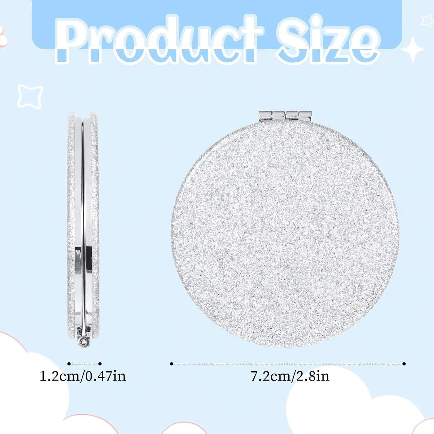 آینه جیبی YQQYG، آینه کوچک کیف دستی، آینه آرایشی جمع و جور برای زنان، آینه های مسافرتی، آینه گرد اکلیلی نقره ای، آینه دو طرفه، آینه دستی تاشو، آینه آرایشی، هدیه برای زنان و دختران