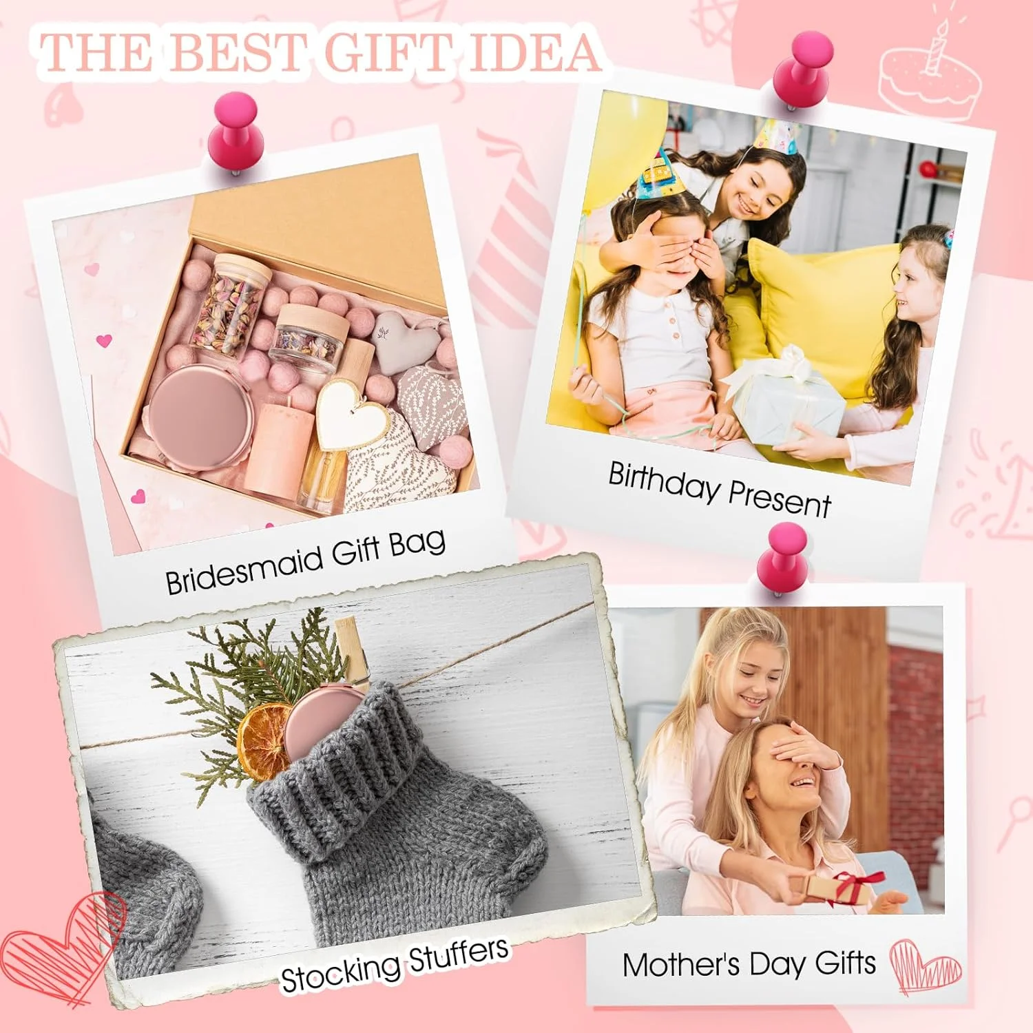 آینه جیبی تاشو YUXIANLB با بزرگنمایی، آینه کوچک جیبی، آینه کوچک مینی، آینه دستی، آینه کوچک جمع و جور، آینه کوچک برای کیف دستی (گرد، رزگلد)