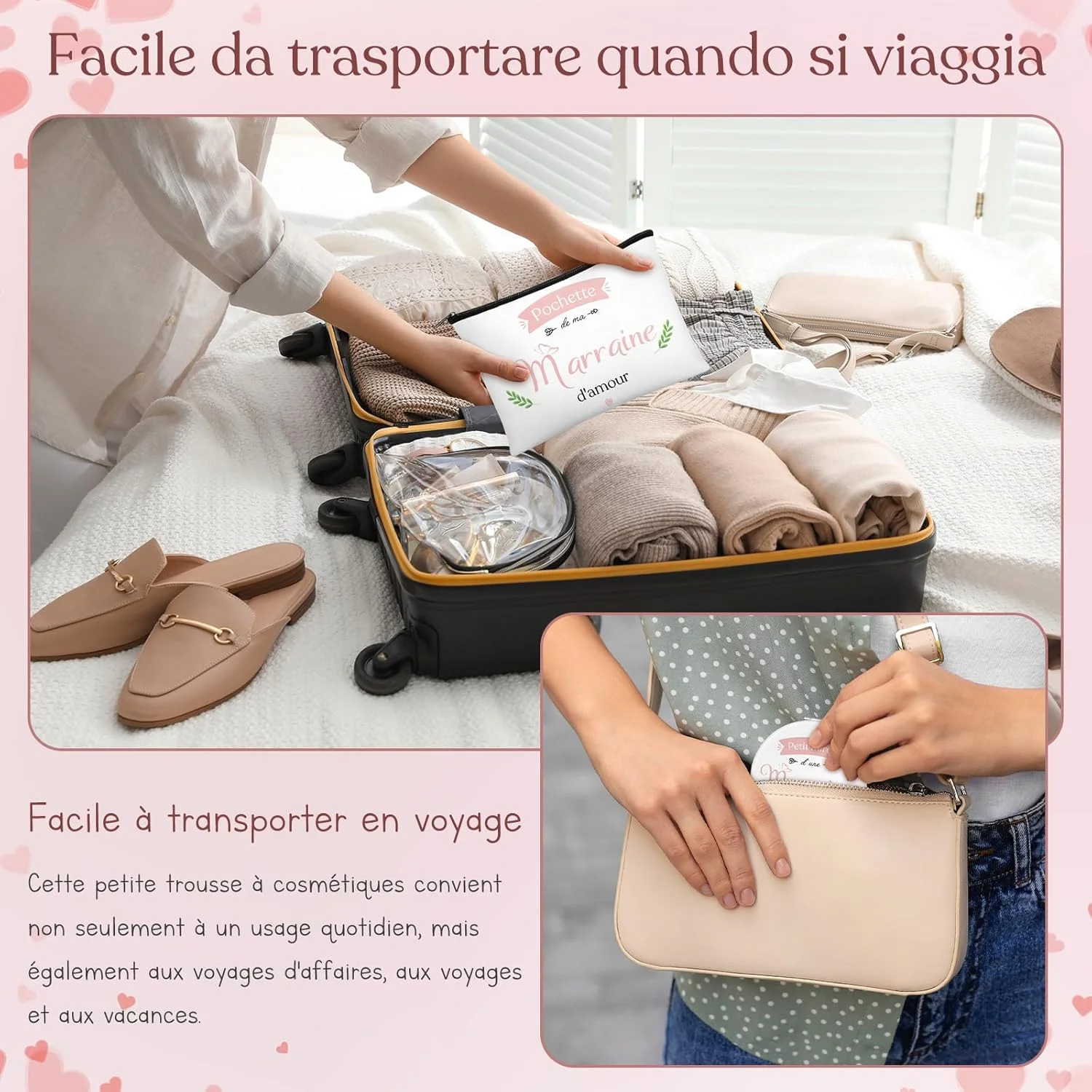 Xuniea دو تکه هدیه برای مادرخوانده، کیف لوازم آرایشی و آینه آرایشی مادرخوانده، آینه جیبی کوچک، کیف لوازم بهداشتی هدیه برای پیشنهاد غسل تعمید تولد کریسمس، سفید، 23 x 16 سانتی متر Xuniea دو تکه هدیه برای مادرخوانده، کیف لوازم آرایشی و آینه آرایشی مادرخوانده، آینه جیبی کوچک، کیف لوازم بهداشتی هدیه برای پیشنهاد غسل تعمید تولد کریسمس، سفید، 23 x 16 سانتی متر