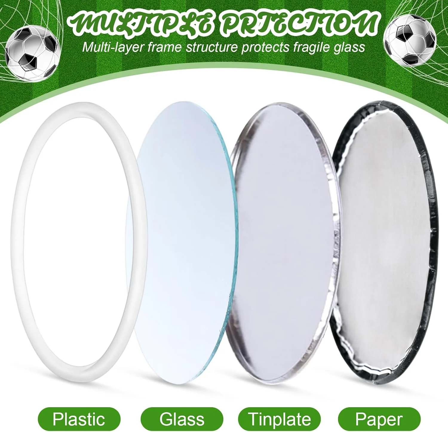 یوکیر 18 عدد آینه آرایشی فشرده با طرح توپ فوتبال، آینه گرد 7 سانتی متری قابل حمل، مناسب برای کیف دستی، لوازم جانبی دخترانه و مهمانی ها