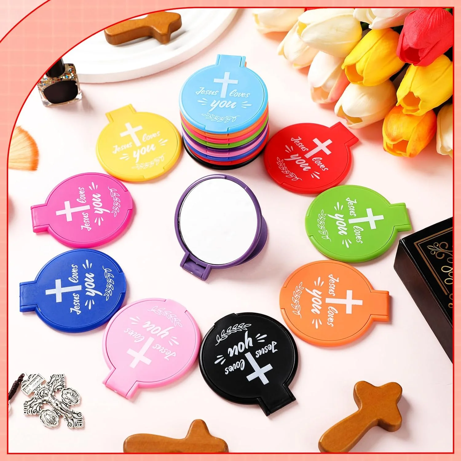 آینه جیبی 80 عددی یرلیکر، آینه آرایشی گرد، آینه شیشه ای قابل حمل، آینه آرایشی مسافرتی کوچک، آینه تاشو مینی برای زنان، همکاران، دوستان، هدیه مسافرتی کریسمس (عیسی تو را دوست دارد) آینه جیبی 80 عددی یرلیکر، آینه آرایشی گرد، آینه شیشه ای قابل حمل، آینه آرایشی مسافرتی کوچک، آینه تاشو مینی برای زنان، همکاران، دوستان، هدیه مسافرتی کریسمس (عیسی تو را دوست دارد)