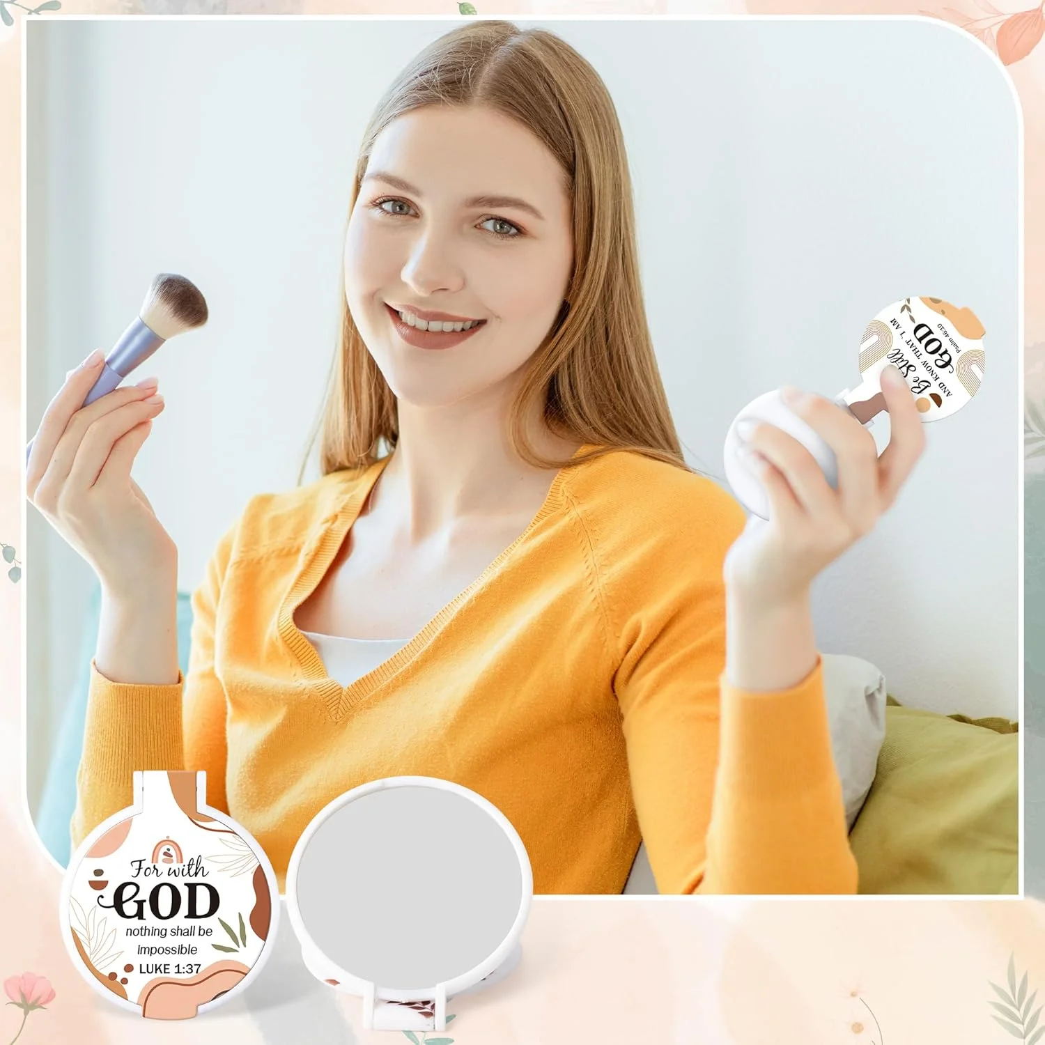 آینه های تاشو با طرح آیات کتاب مقدس Y1tvei - بسته 36 عددی، هدیه مسیحی بوهو، آینه های جیبی کوچک و قابل حمل با طرح های الهام بخش برای کیف دستی، مناسب برای مهمانی های کلیسا، هدیه برای بانوان