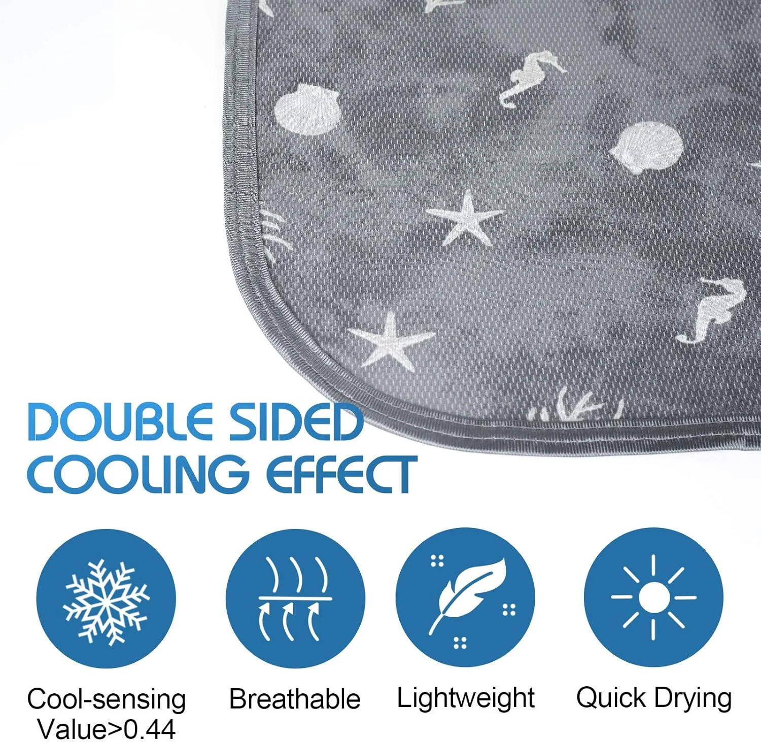 پتوی خنک کننده مستقیم Ailemei با اثر خنک کنندگی دو طرفه، پتوی سبک وزن و تنفسی با طرح ساحلی برای تابستان، انتقال حرارت برای خنک نگه داشتن بدن برای افراد گرمایی و تعریق شبانه، 152x228 سانتی متر