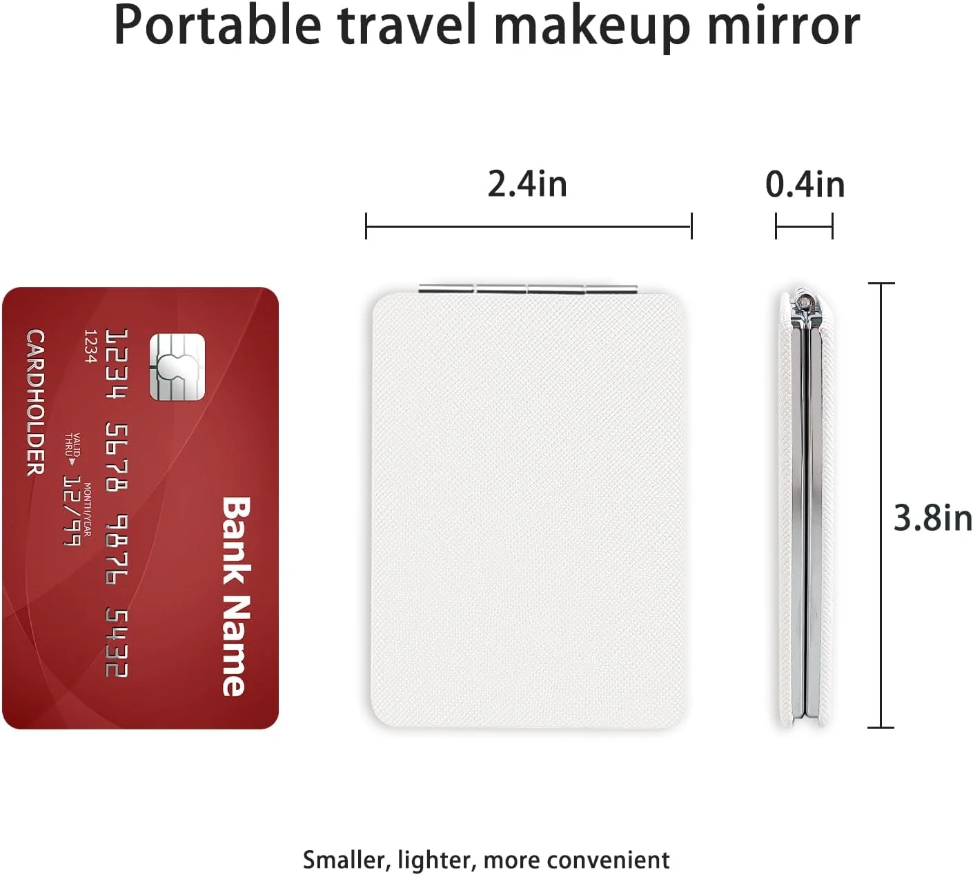 آینه آرایشی قابل حمل YOLCAR با روکش چرمی، آینه جیبی کوچک دو طرفه چرم PU با بزرگنمایی 1X/2X، قابل حمل برای زنان، منزل، دفتر - سفید