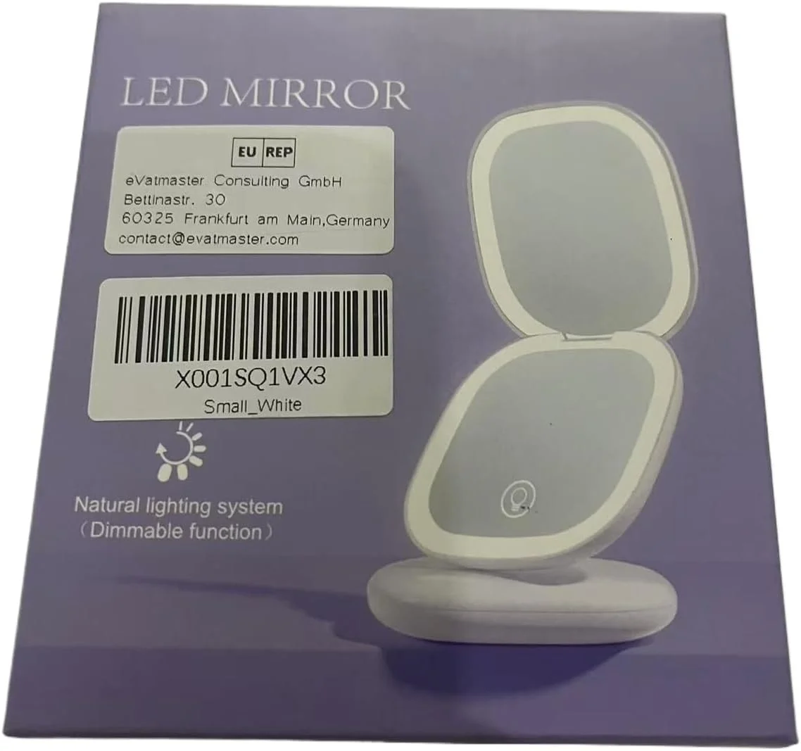 آینه آرایشی جیبی بزرگنمایی دار LED Zymblingst، معمولی و 10 برابر | آینه کیف دستی قابل حمل و جمع و جور با نور LED طبیعی، قابل تنظیم با USB آینه آرایشی جیبی بزرگنمایی دار LED Zymblingst، معمولی و 10 برابر | آینه کیف دستی قابل حمل و جمع و جور با نور LED طبیعی، قابل تنظیم با USB