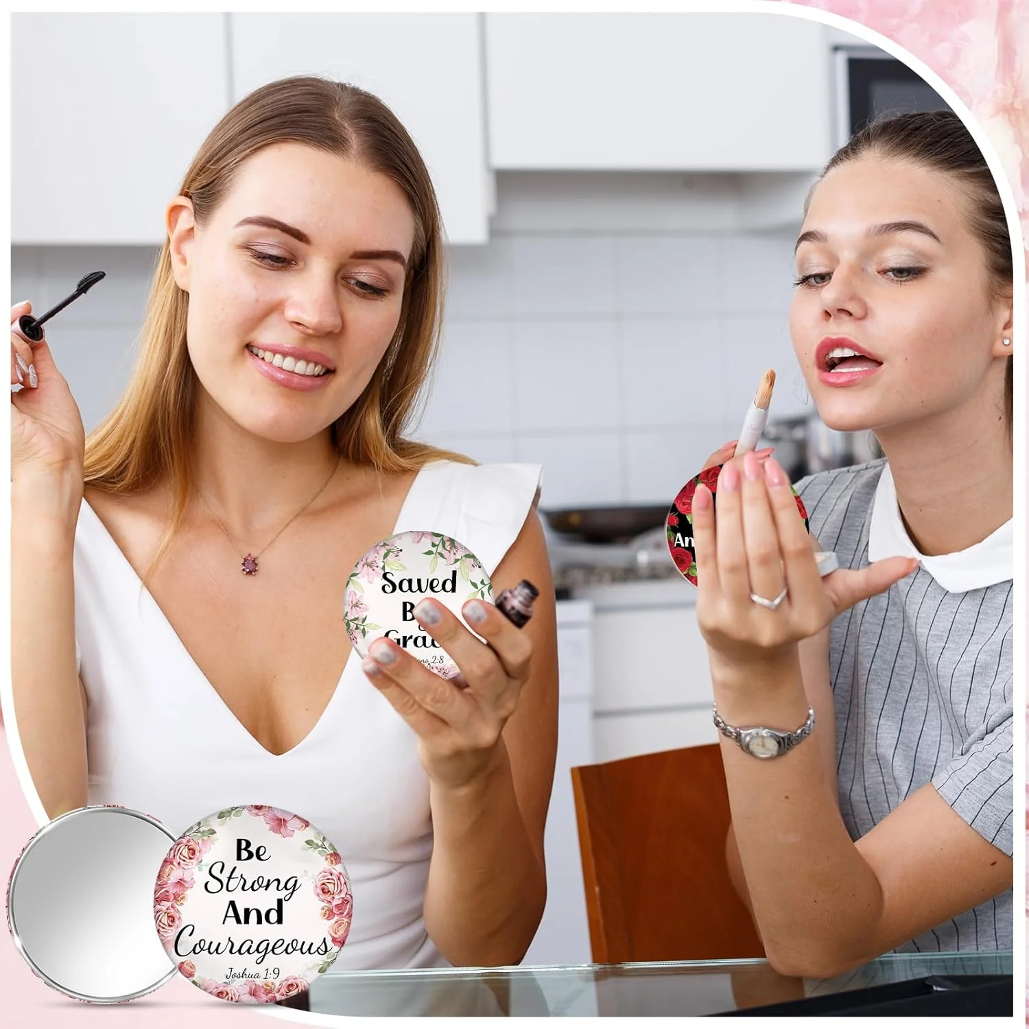 آینه جیبی کوچک مسیحی YLOLUL، 36 عدد، هدیه مسیحی، عمده، طرح گلدار، آیه های کتاب مقدس، آینه های جیبی کوچک، هدایای مذهبی، آینه قابل حمل الهام بخش برای زنان، همکاران، هدایای مهمانی کلیسا