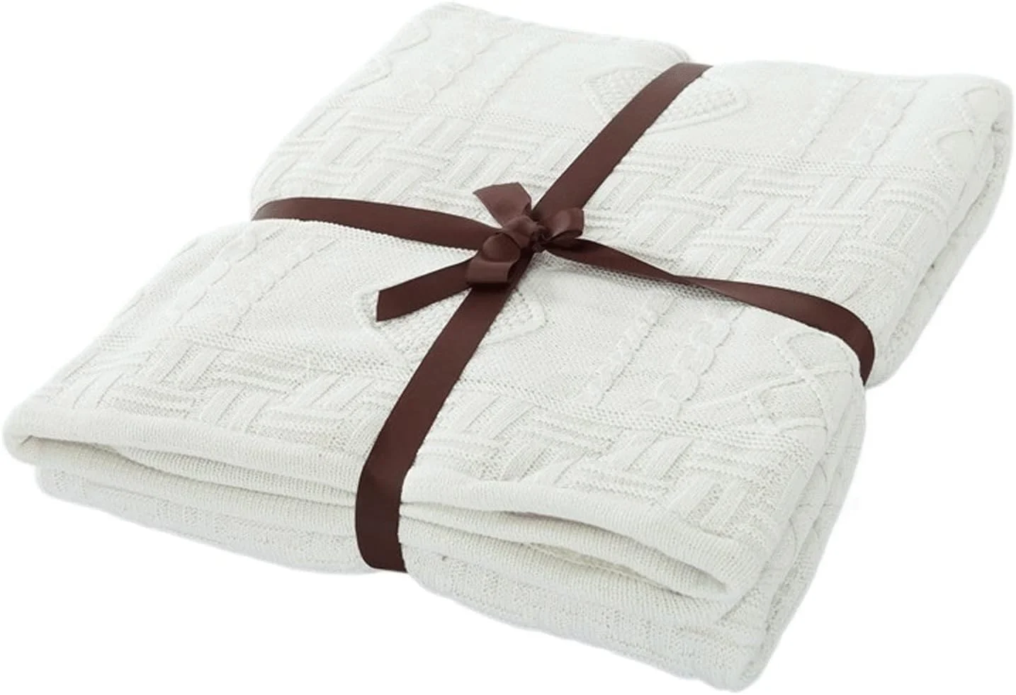 پتو راه راه چهارخانه پشمی آکیو اچ سی جی اس، پتو پاییزی جدید و نرم برای تخت و مبل، روتختی فوق العاده نرم و گرم (سفید)