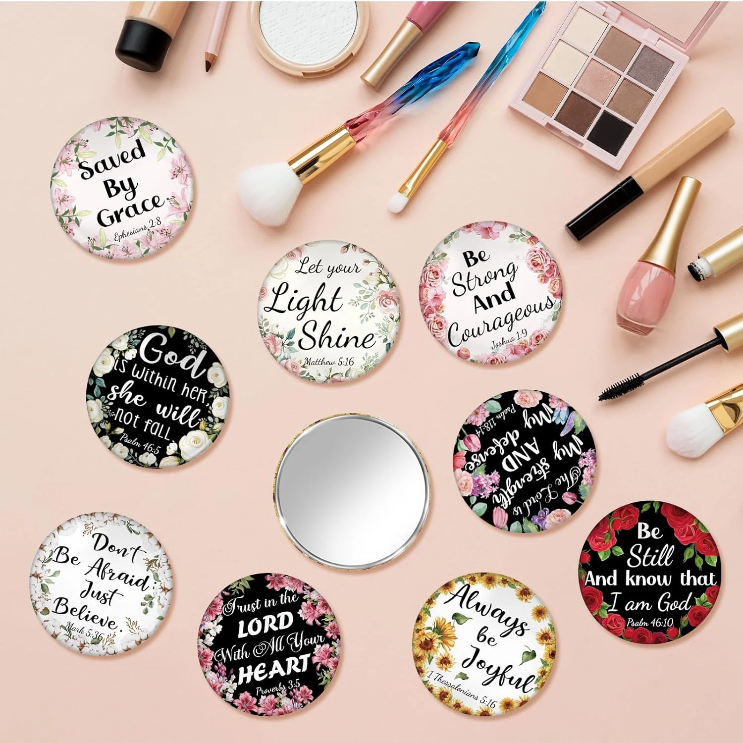 آینه جیبی کوچک مسیحی YLOLUL، 36 عدد، هدیه مسیحی، عمده، طرح گلدار، آیه های کتاب مقدس، آینه های جیبی کوچک، هدایای مذهبی، آینه قابل حمل الهام بخش برای زنان، همکاران، هدایای مهمانی کلیسا